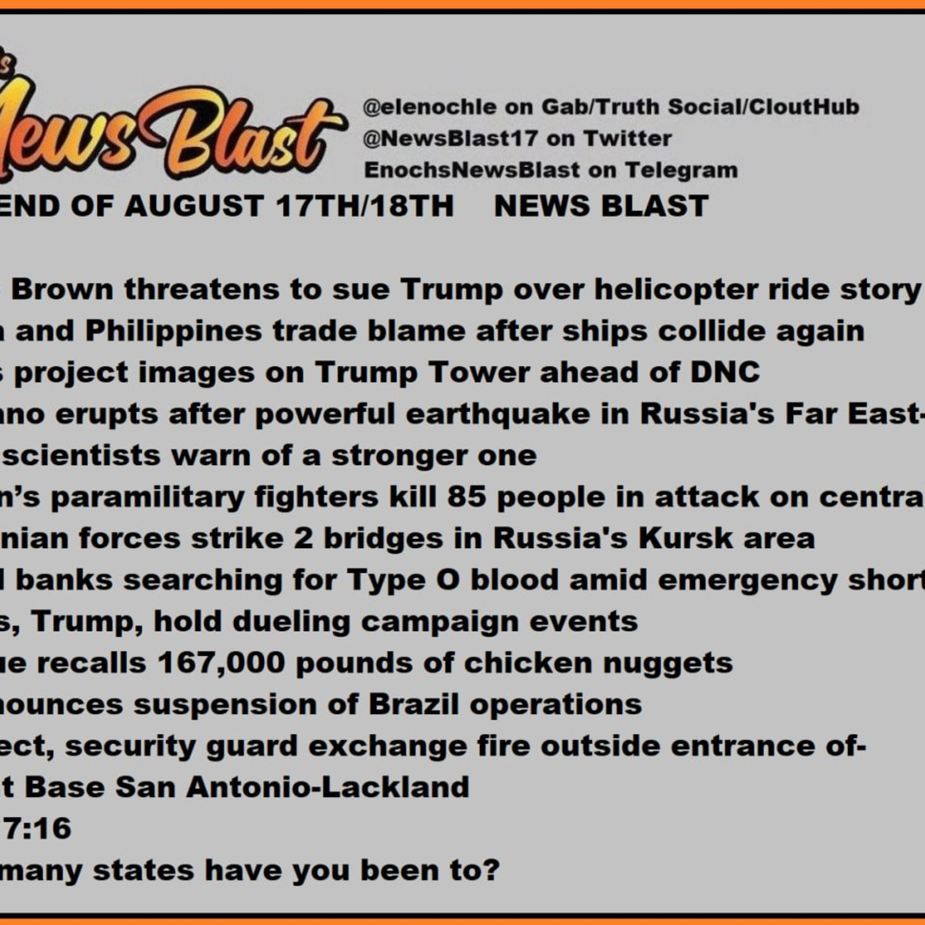 Weekend of August 17/18, 2024 News Blast episode artwork