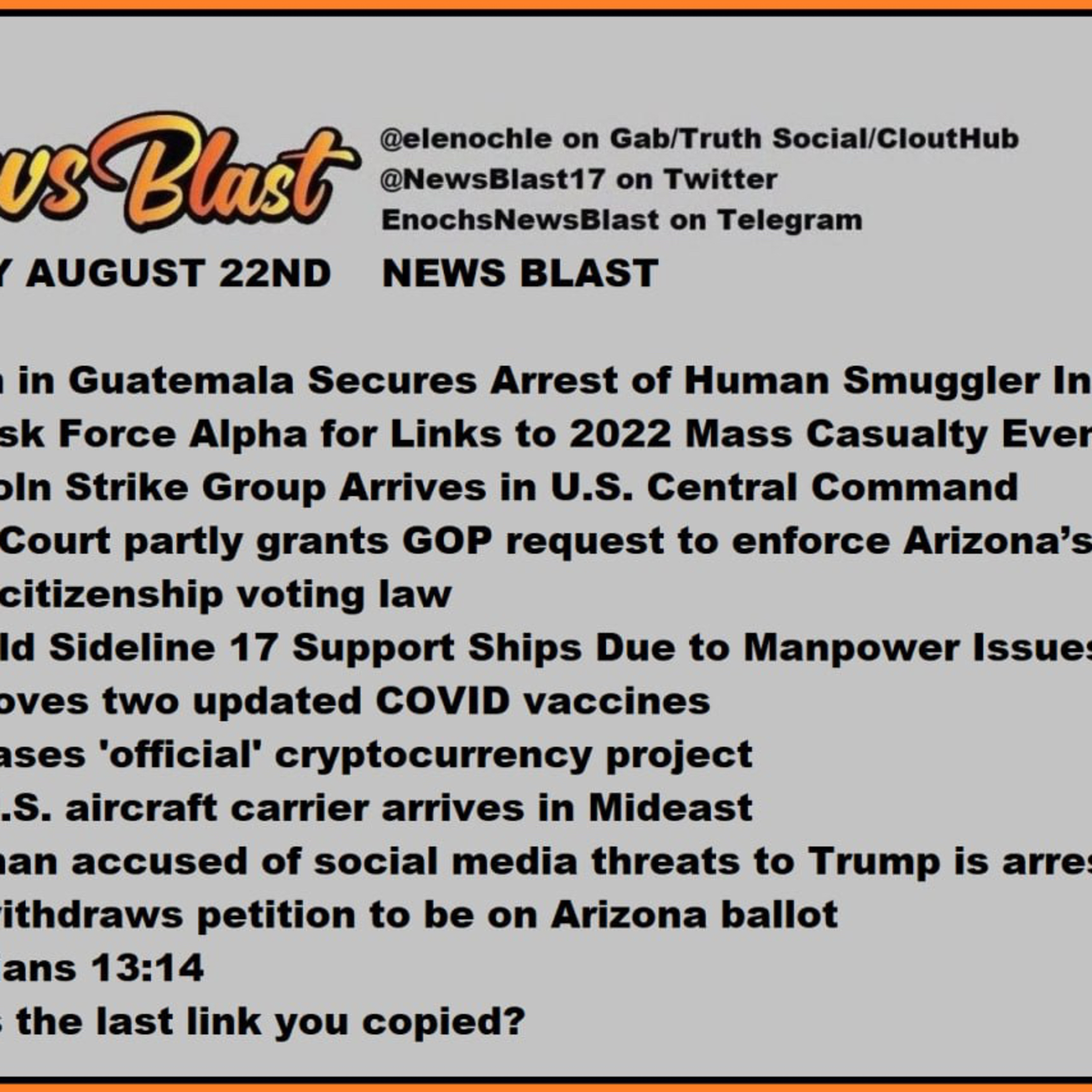 Thursday, August 22, 2024 News Blast episode artwork