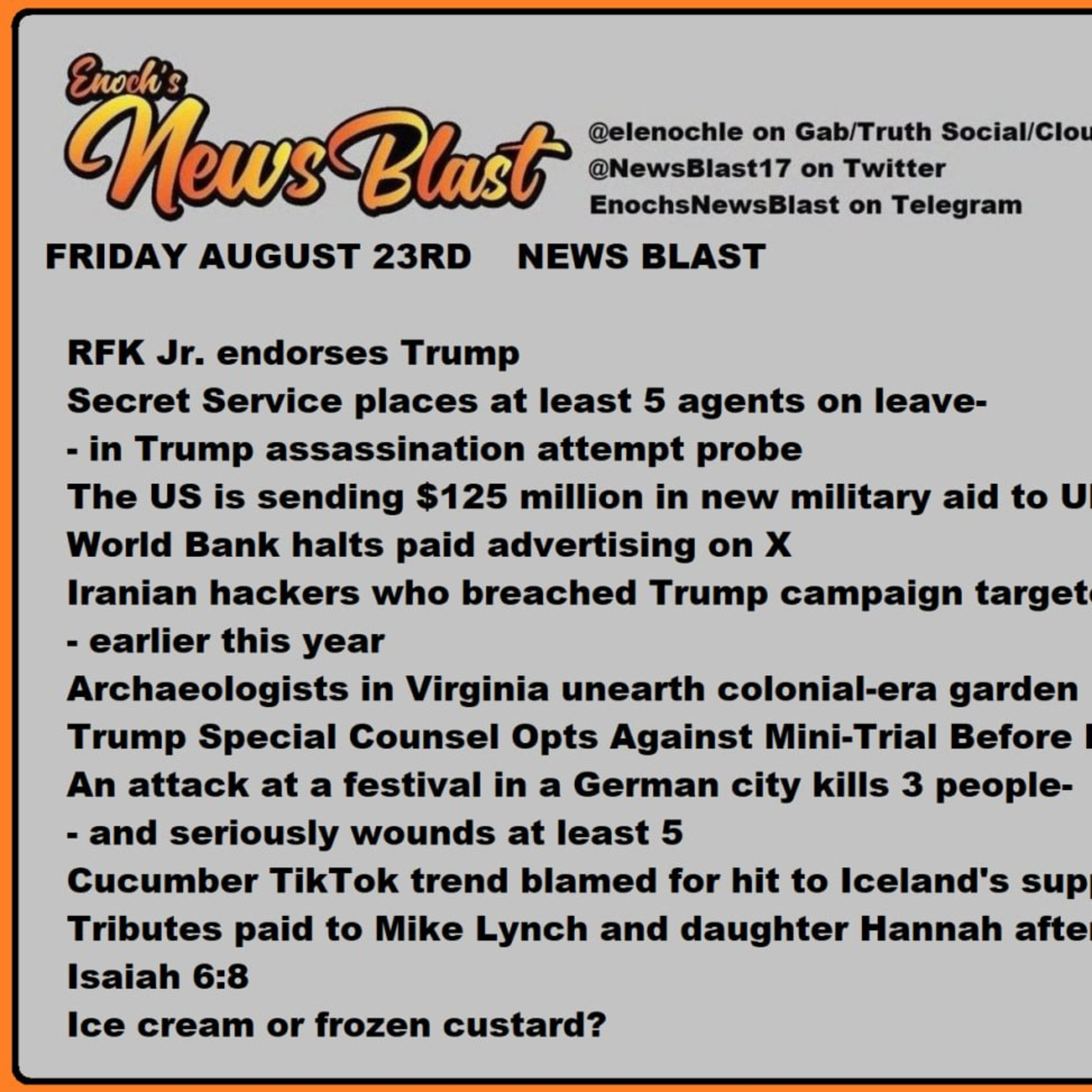 Friday August 23, 2024 News Blast episode artwork