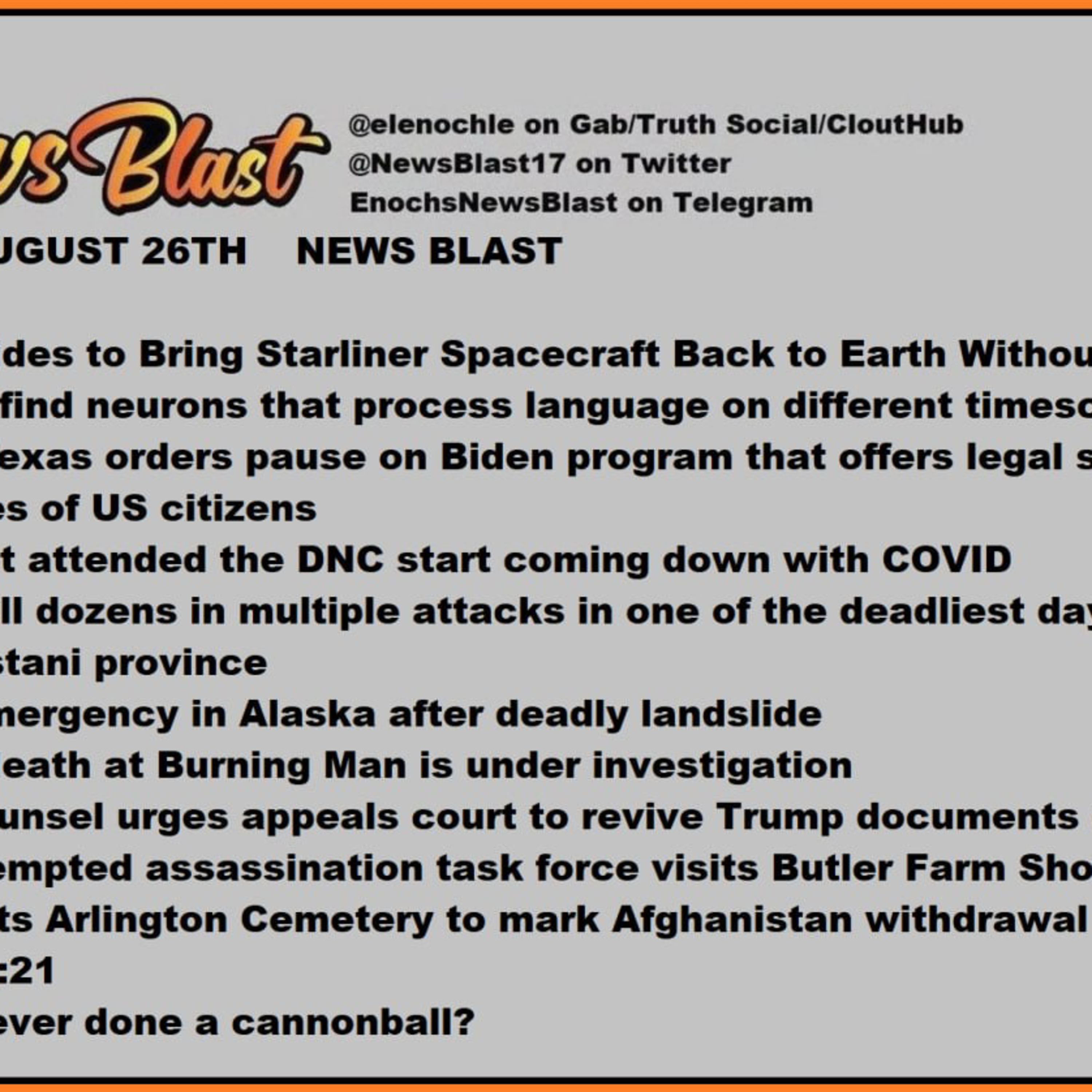 Monday, August 26, 2024 News Blast episode artwork