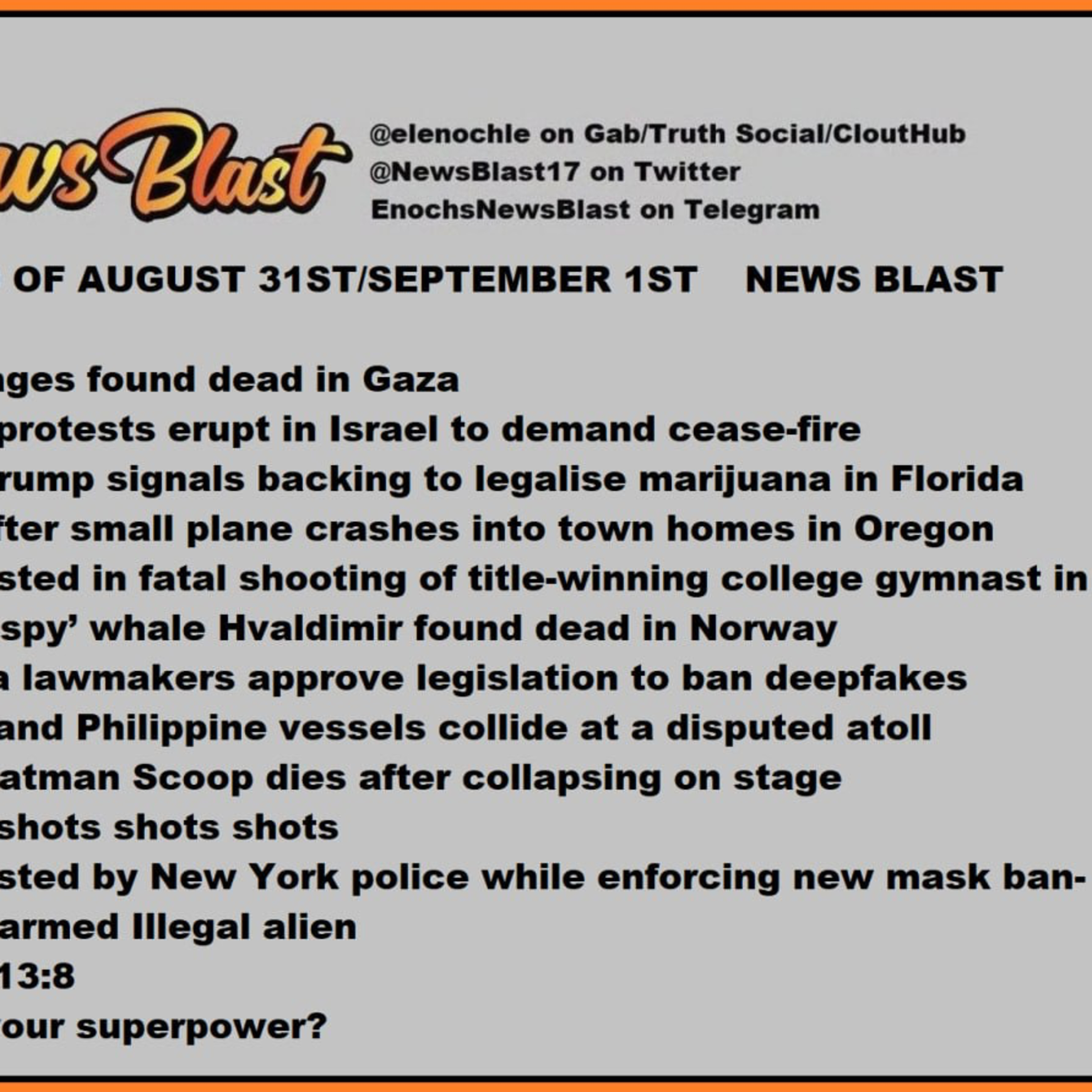 Weekend of August September 31/1 ,2024 News Blast episode artwork