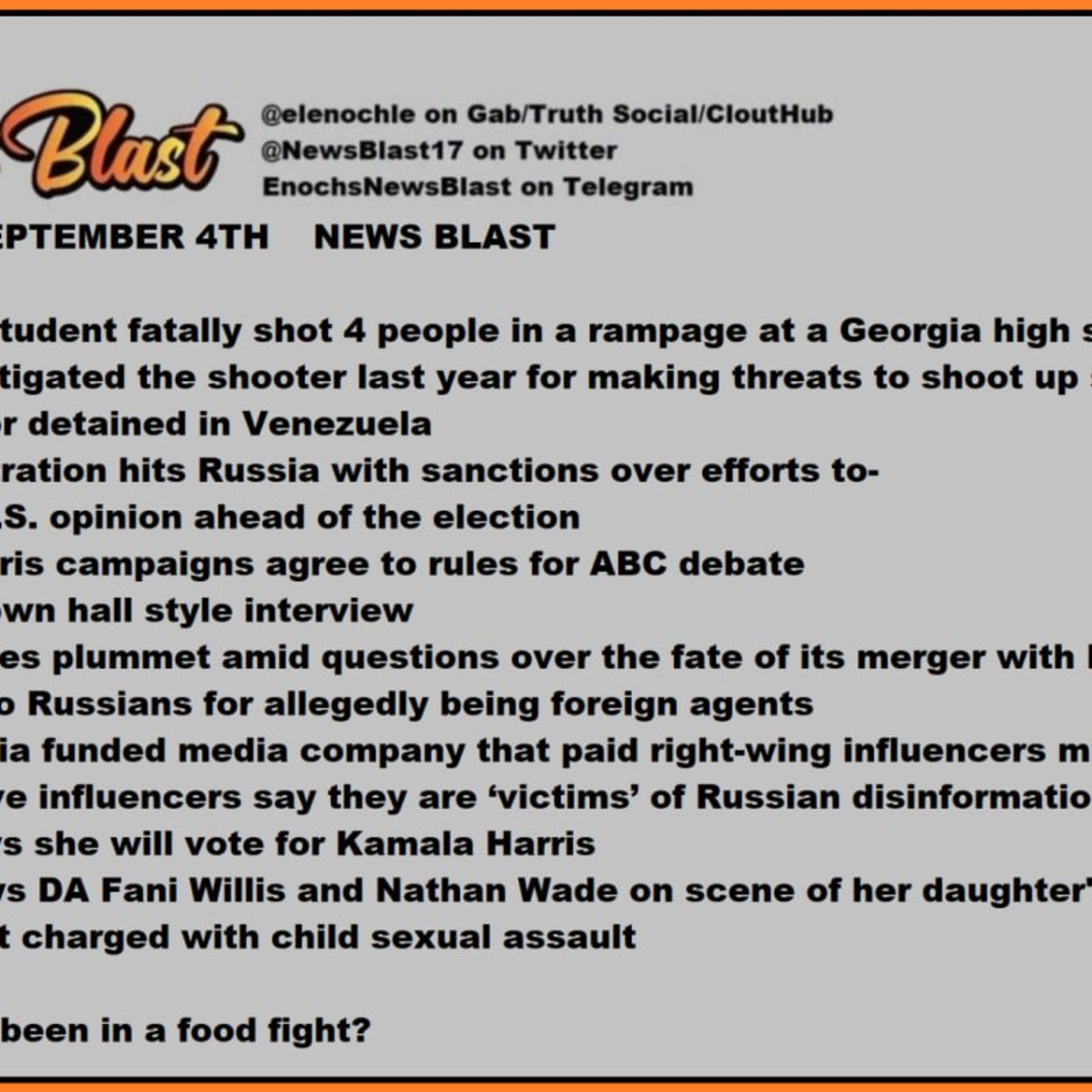 Wednesday September 4, 2024. News Blast.  episode artwork