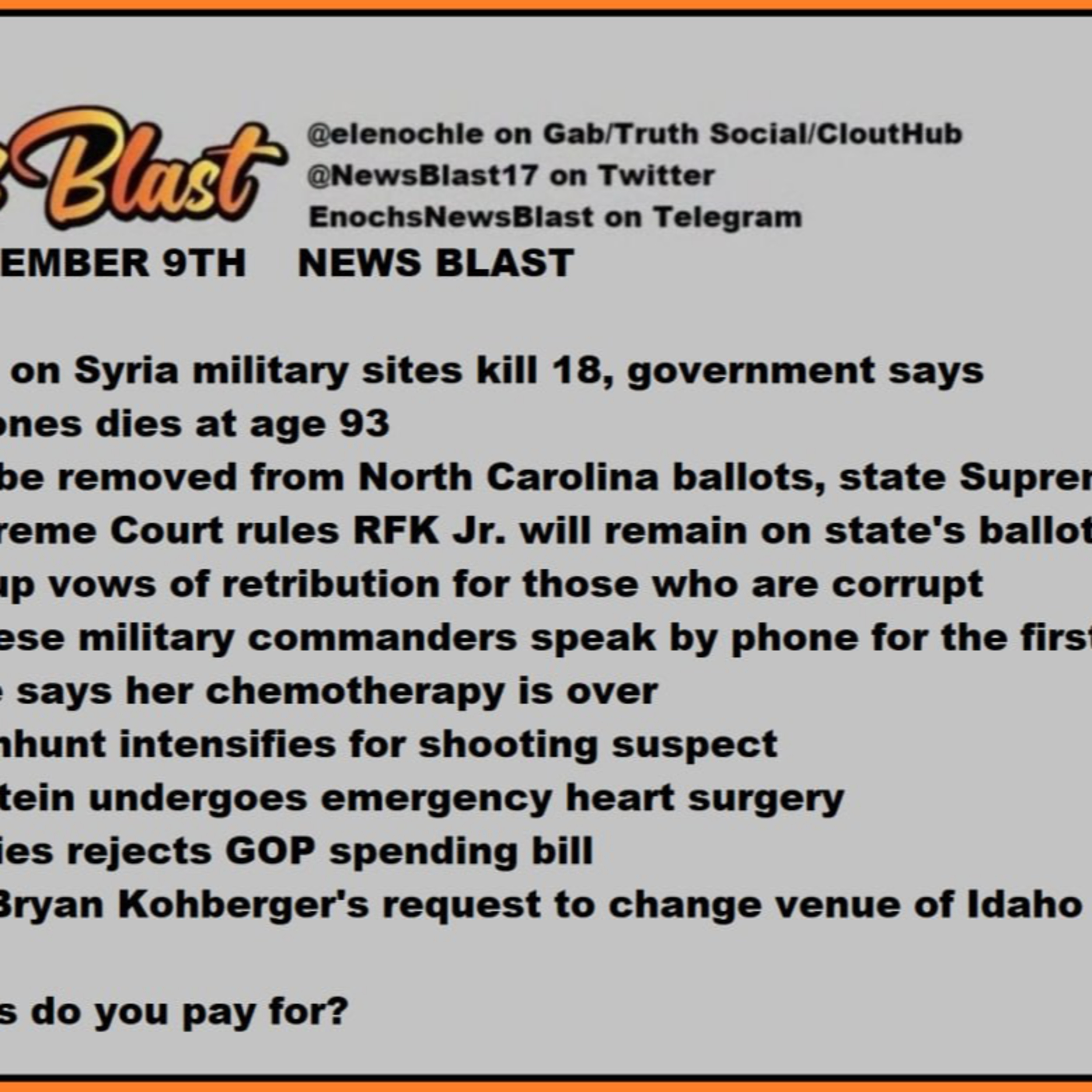 Monday, September 9, 2024 News Blast episode artwork