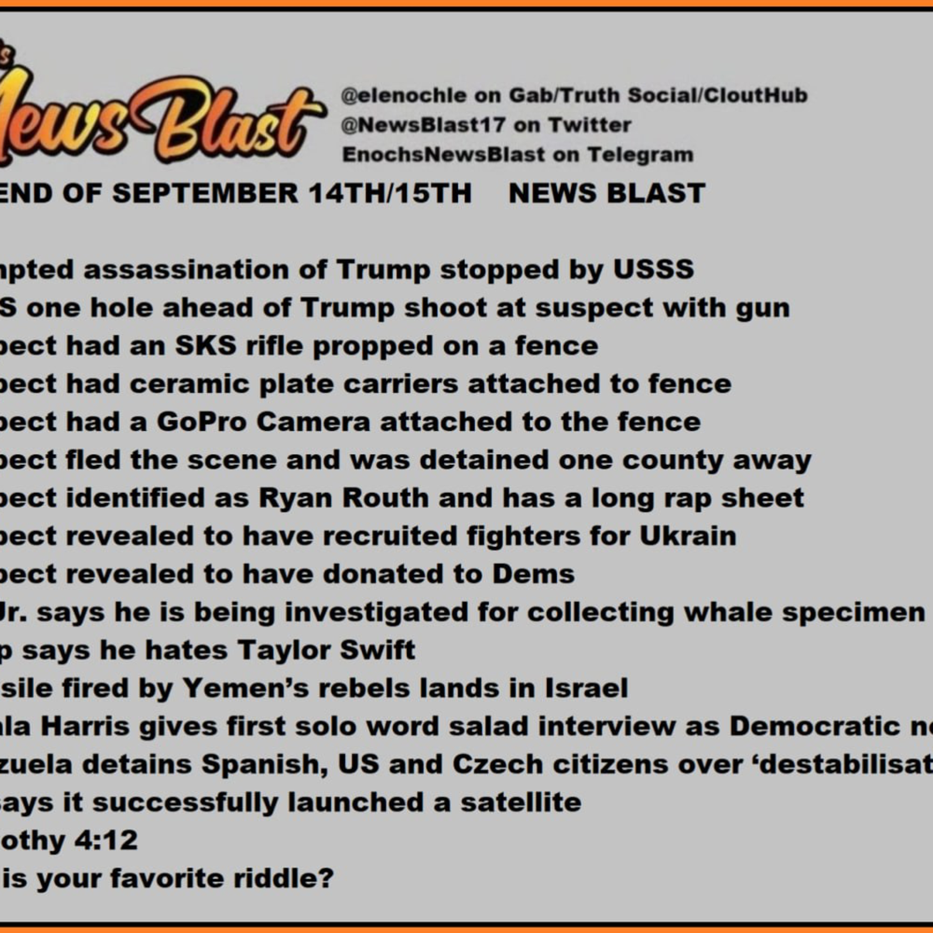 Weekend of September 14/15, 2024 News Blast episode artwork