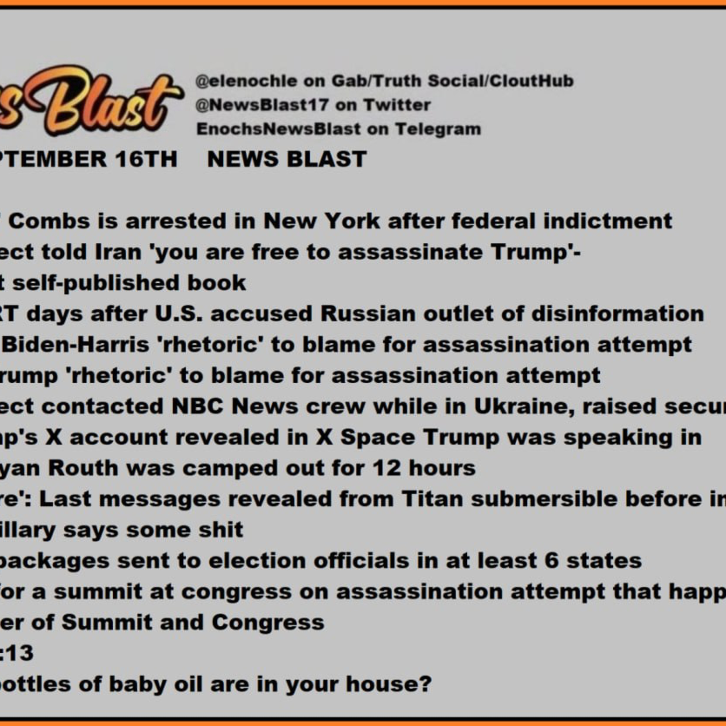 Monday, September 16, 2024 News Blast episode artwork