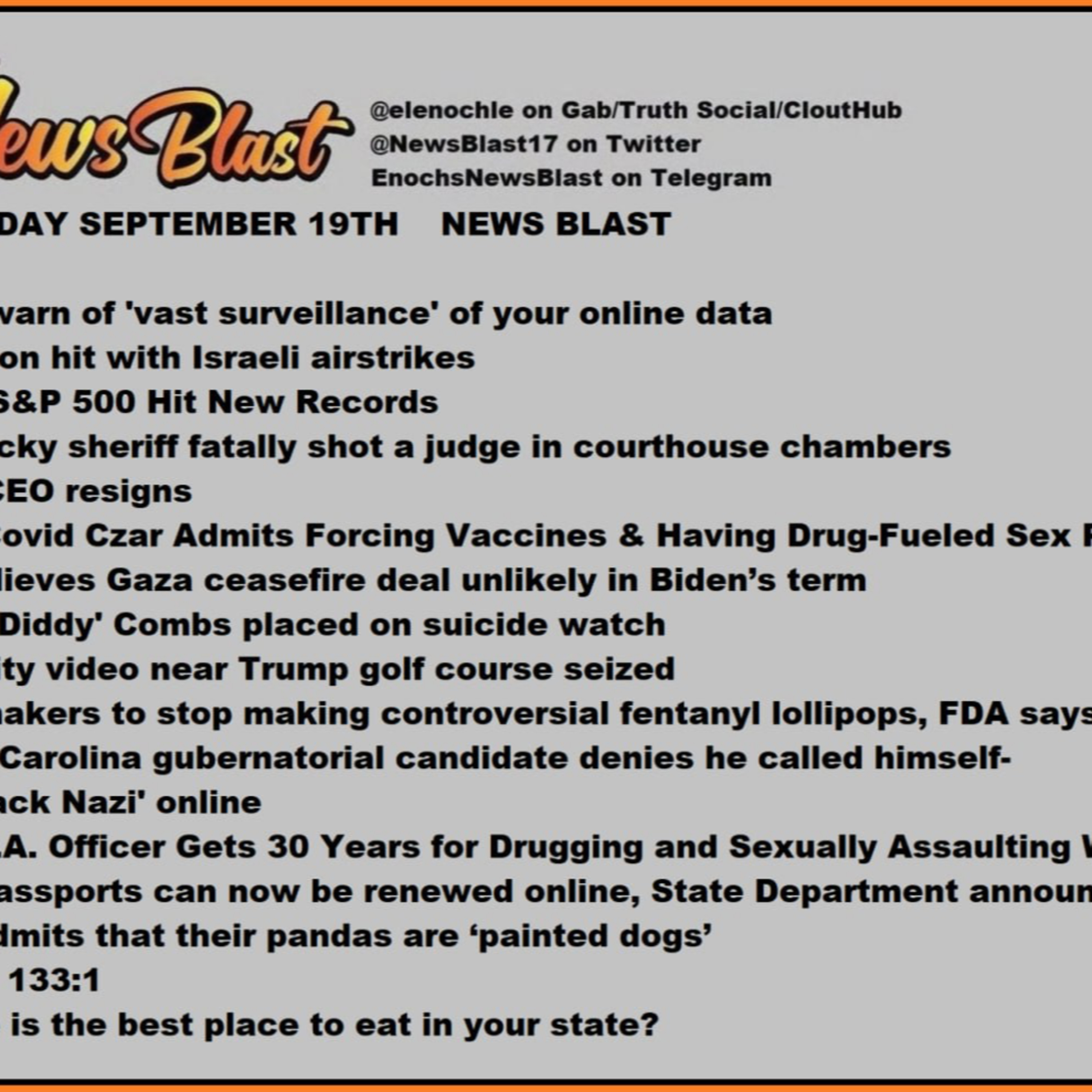 Thursday, September 19, 2024 News Blast episode artwork