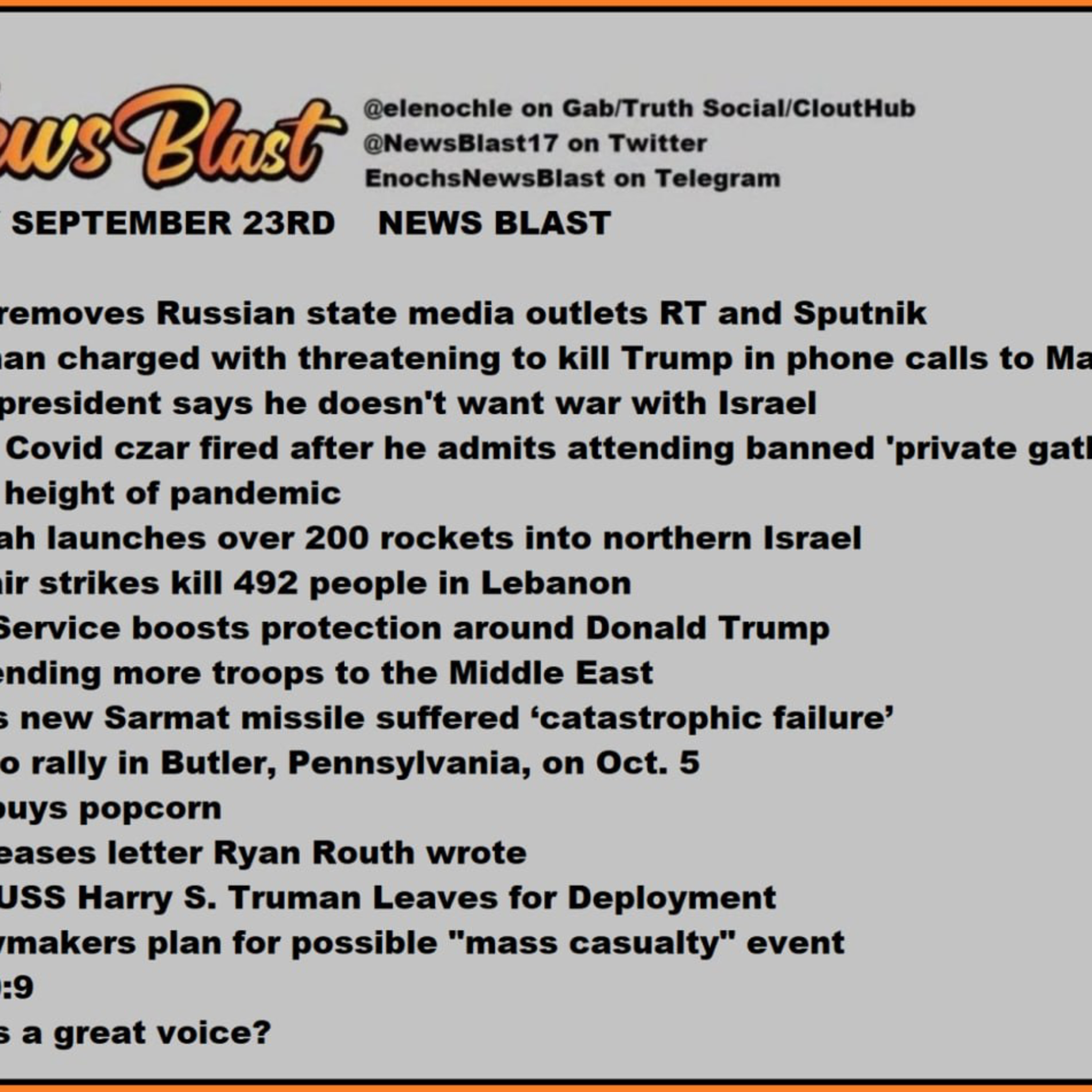 September 23, 2024 News Blast episode artwork