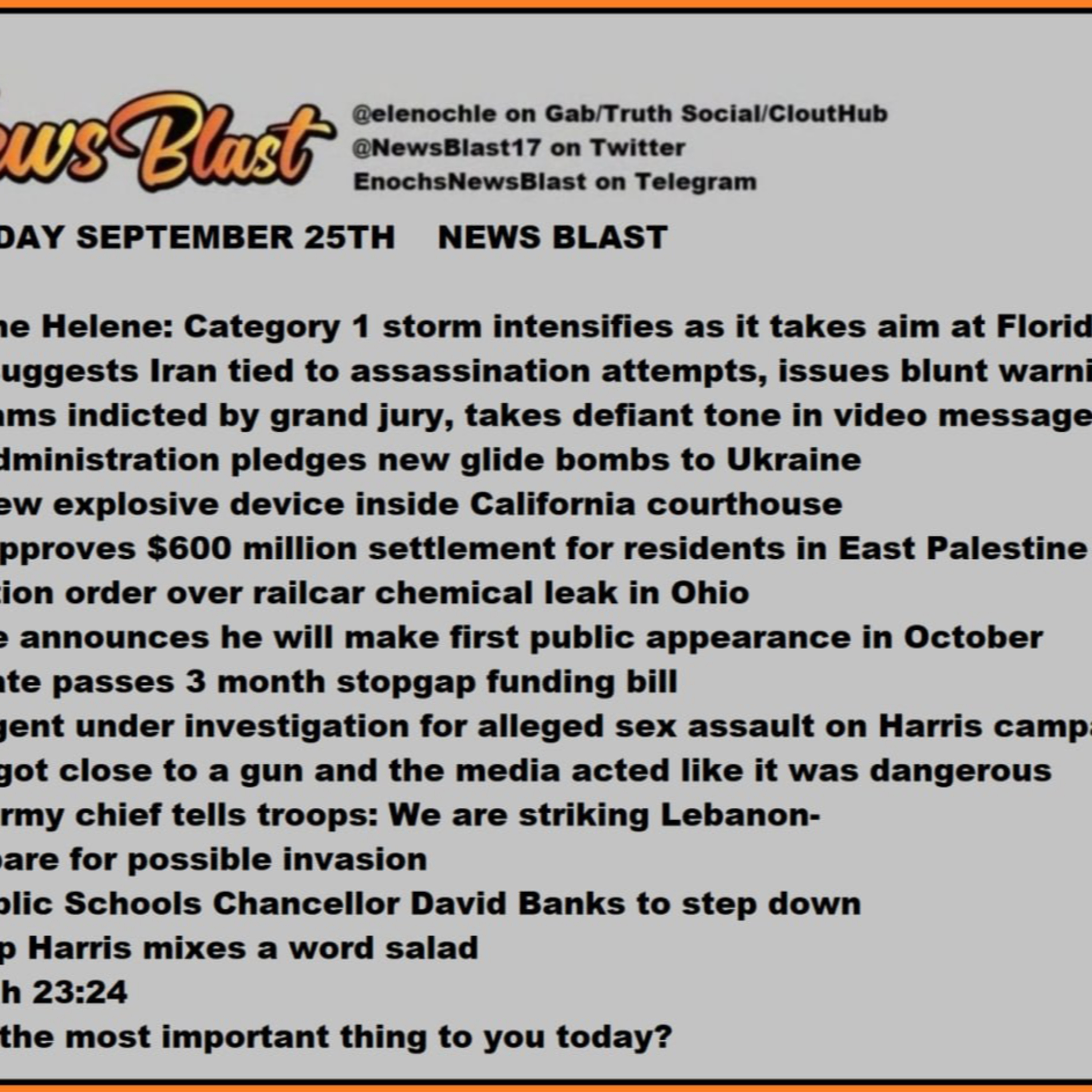 Wednesday, September 25, 2024 News Blast episode artwork