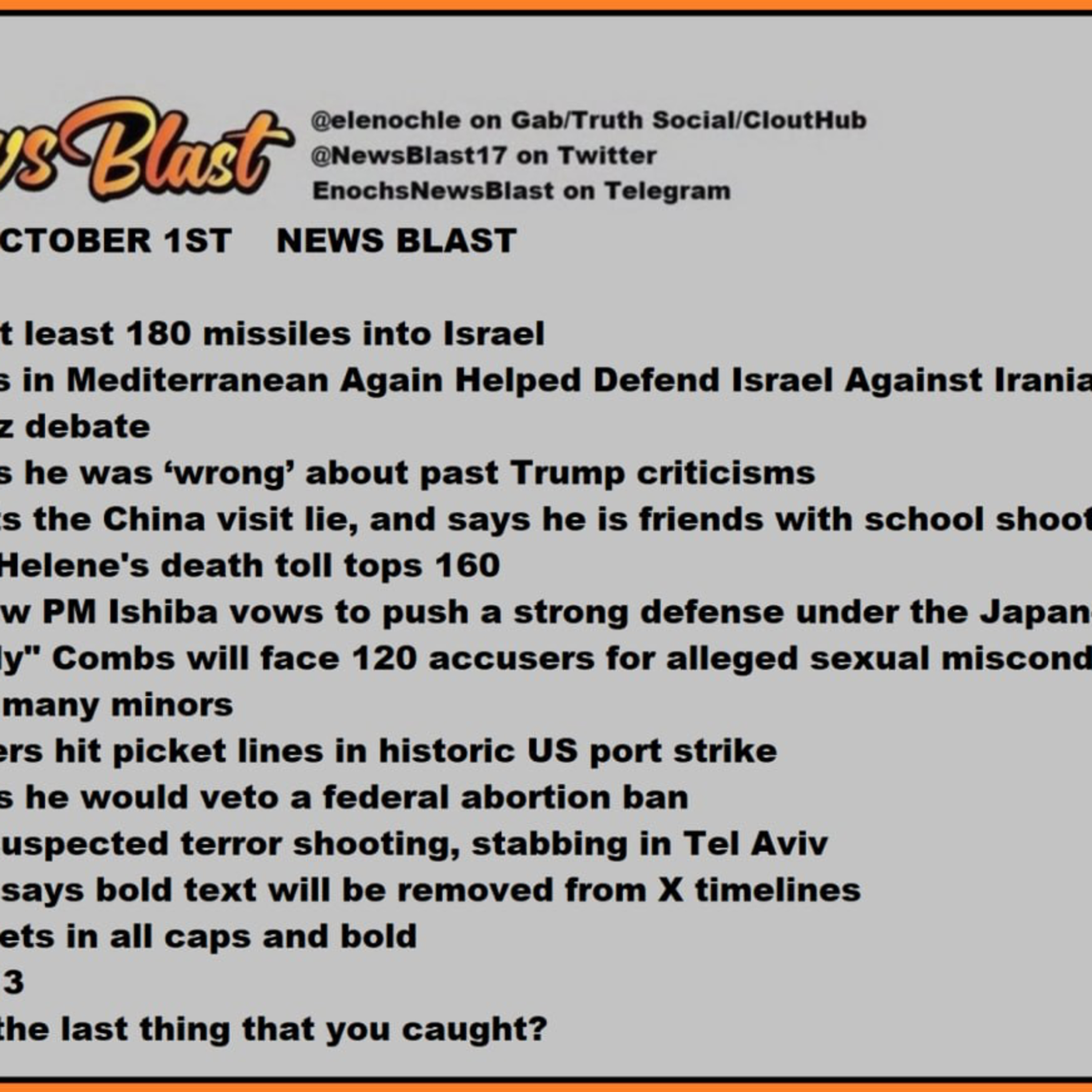 Tuesday October 1, 2024 News Blast  episode artwork