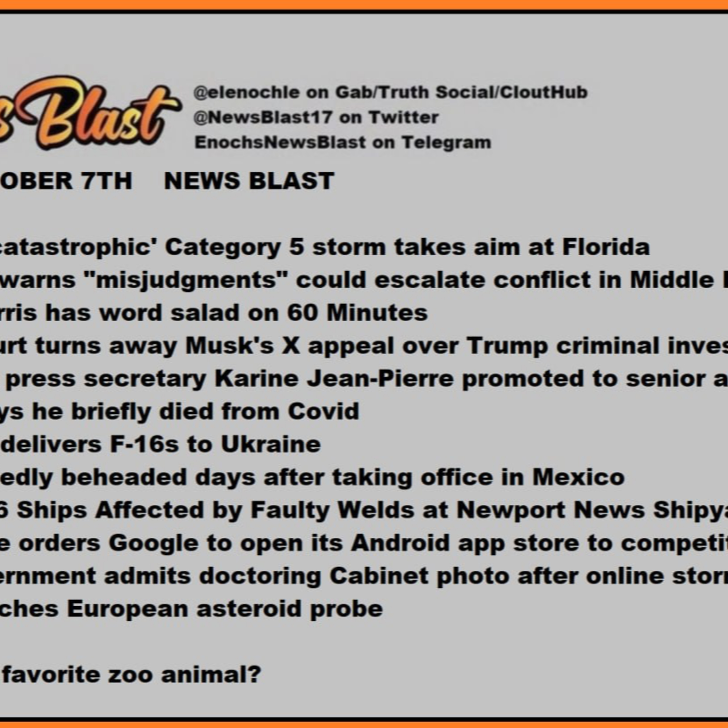 October 7, 2024 News Blast episode artwork
