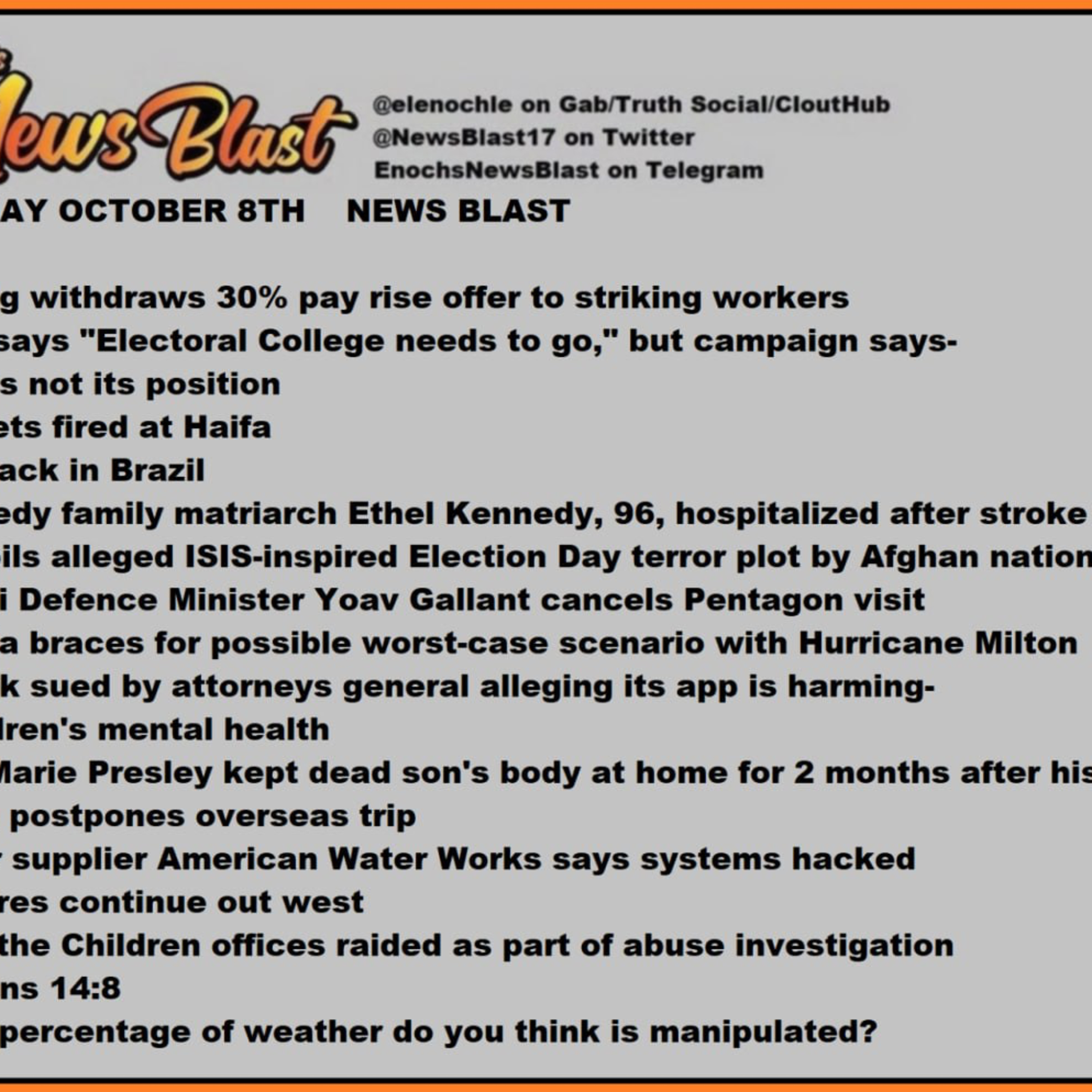 Tuesday, October 8, 2024 News Blast episode artwork
