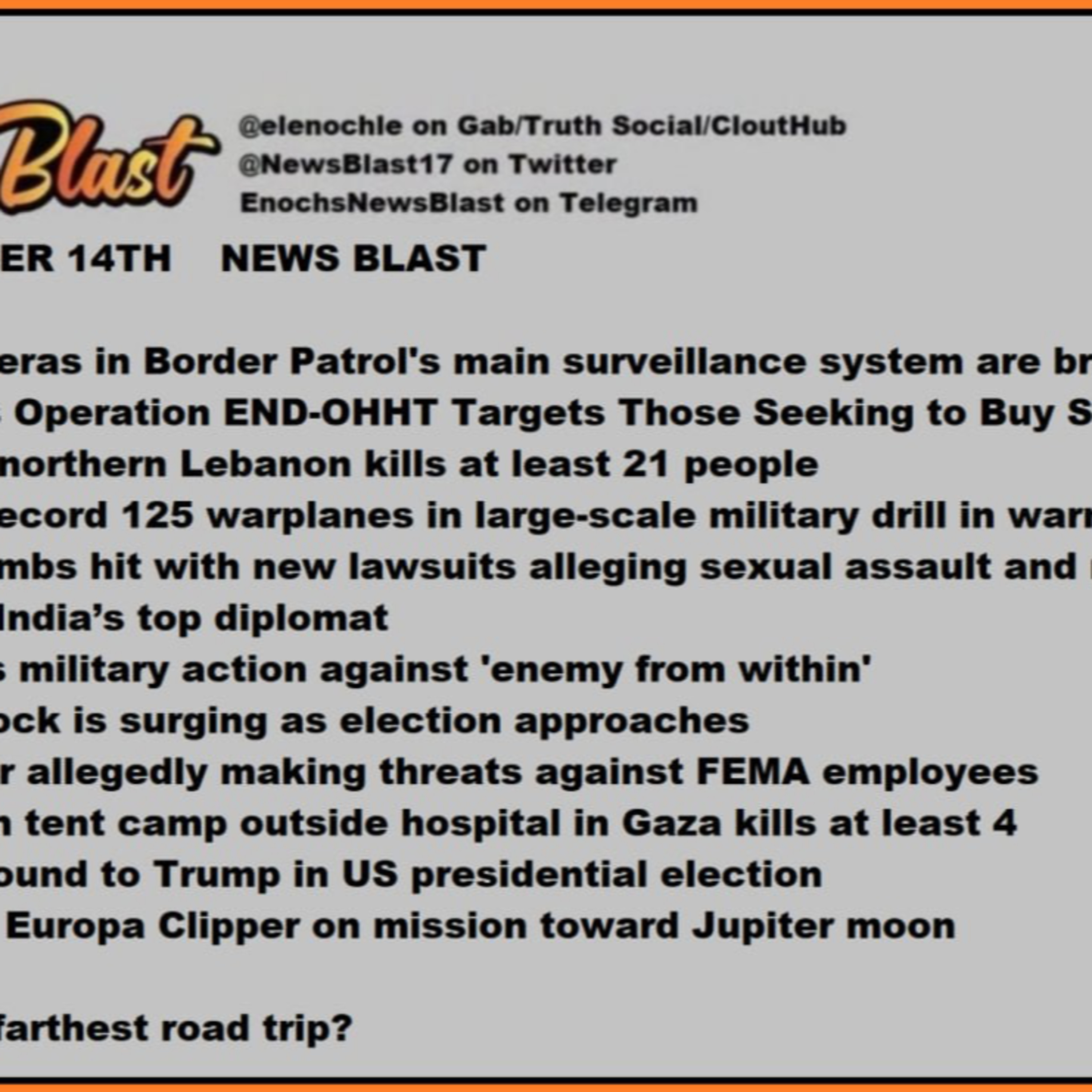 Monday October 14, 2024 News Blast episode artwork