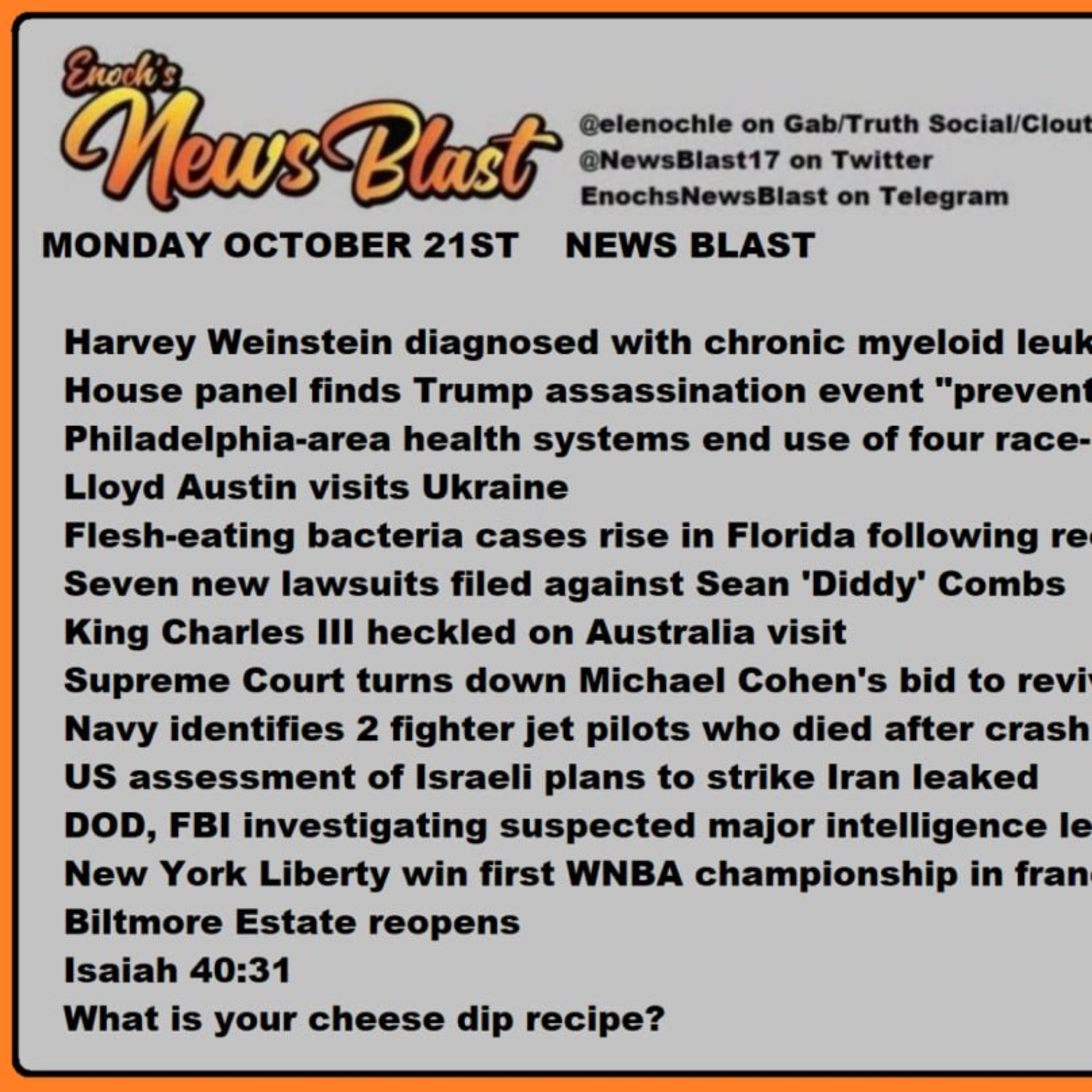 Monday October 21, 2024 News Blast  episode artwork