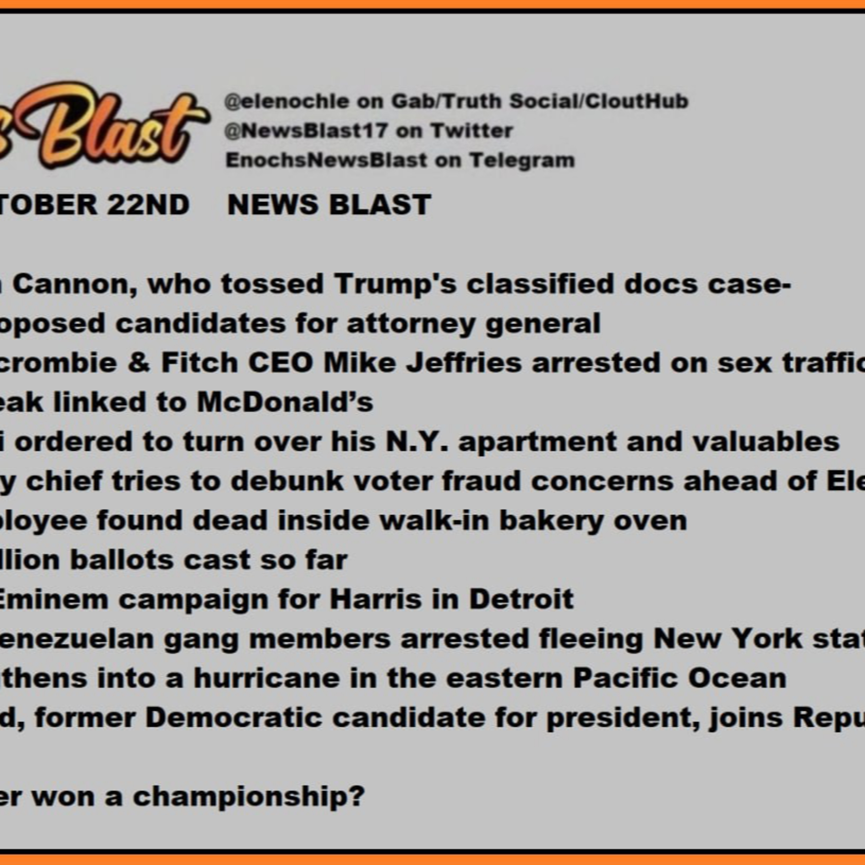 Tuesday, October 22, 2024 News Blast