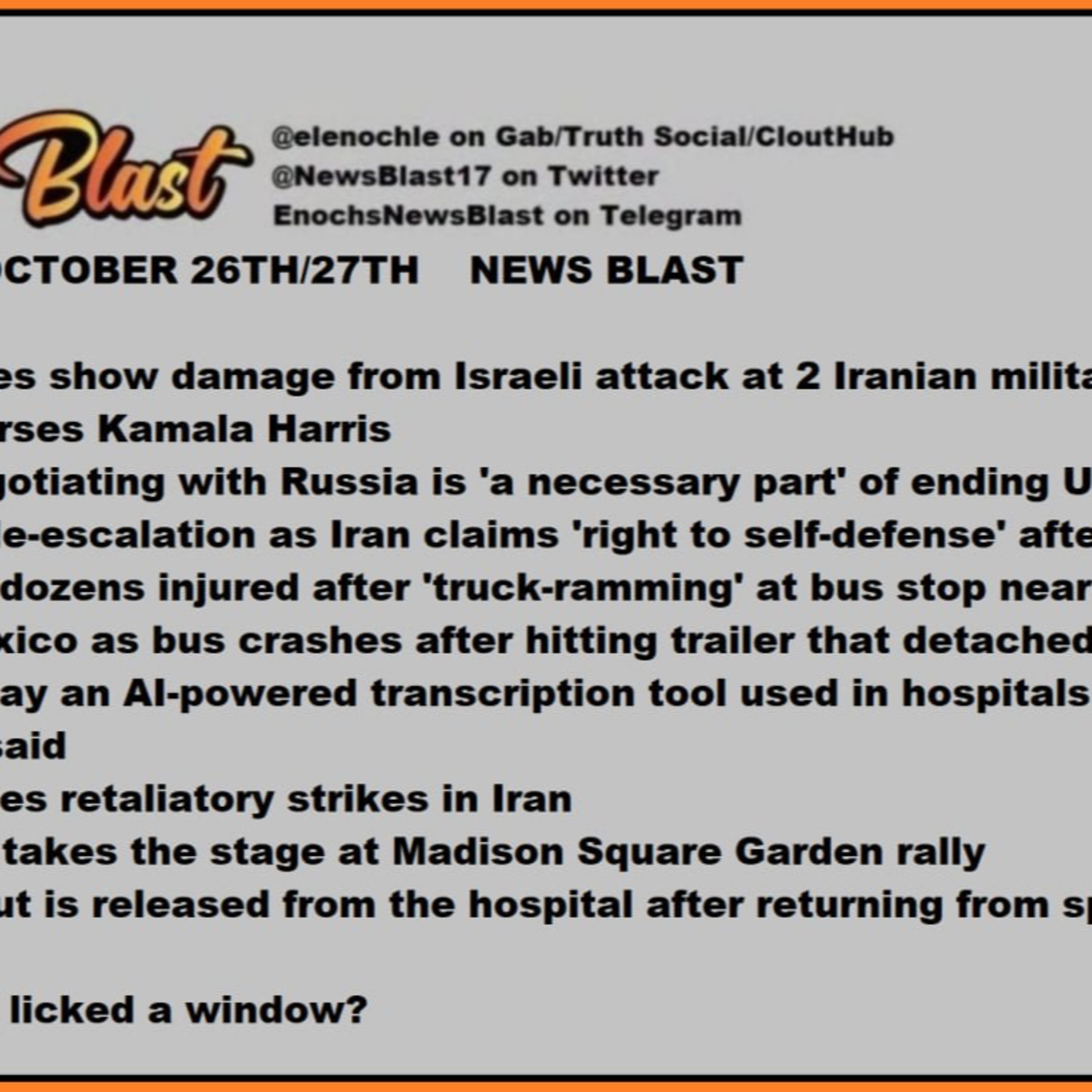 Weekend, October 26/27, 2024 News Blast episode artwork