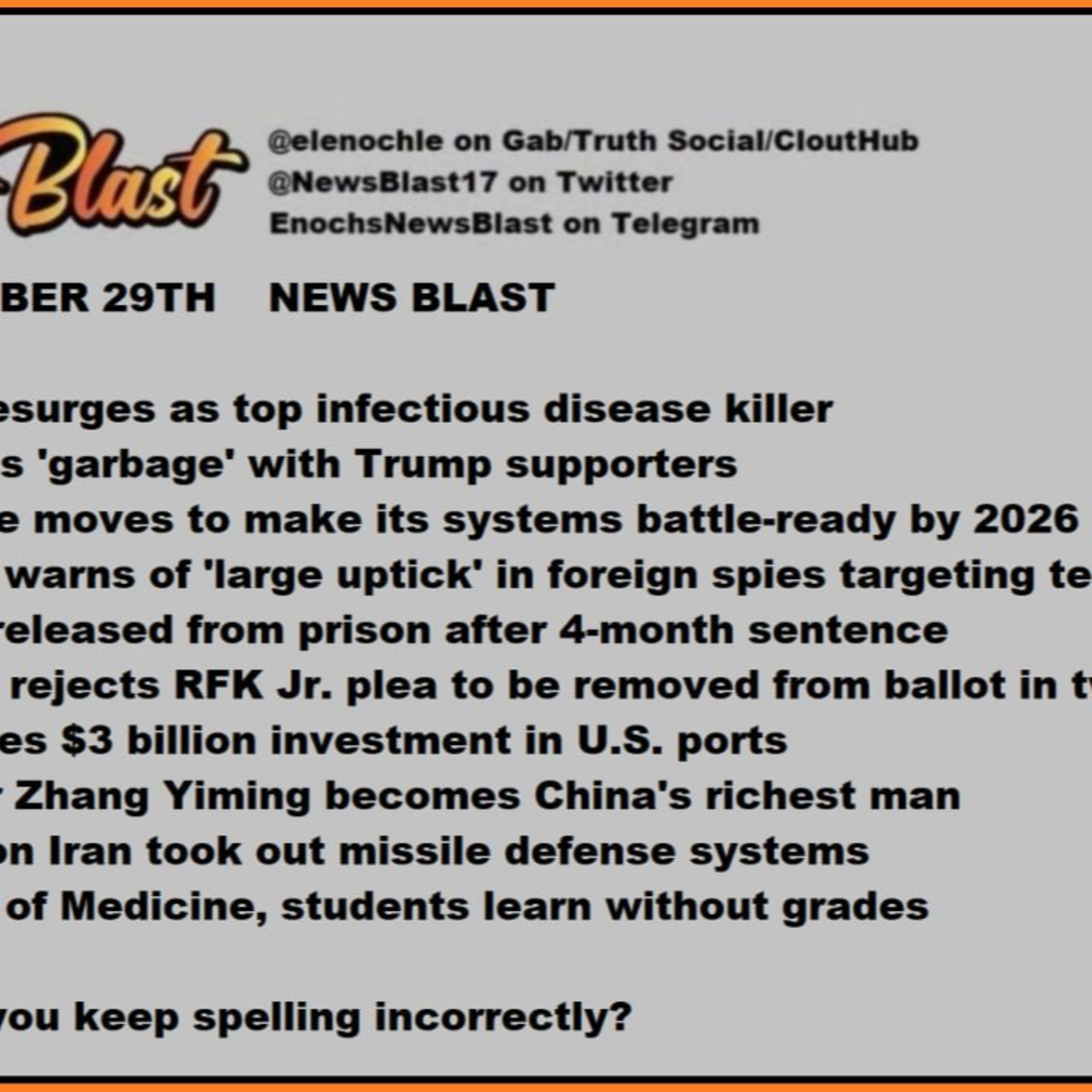 Tuesday, October 29, 2024 News Blast episode artwork