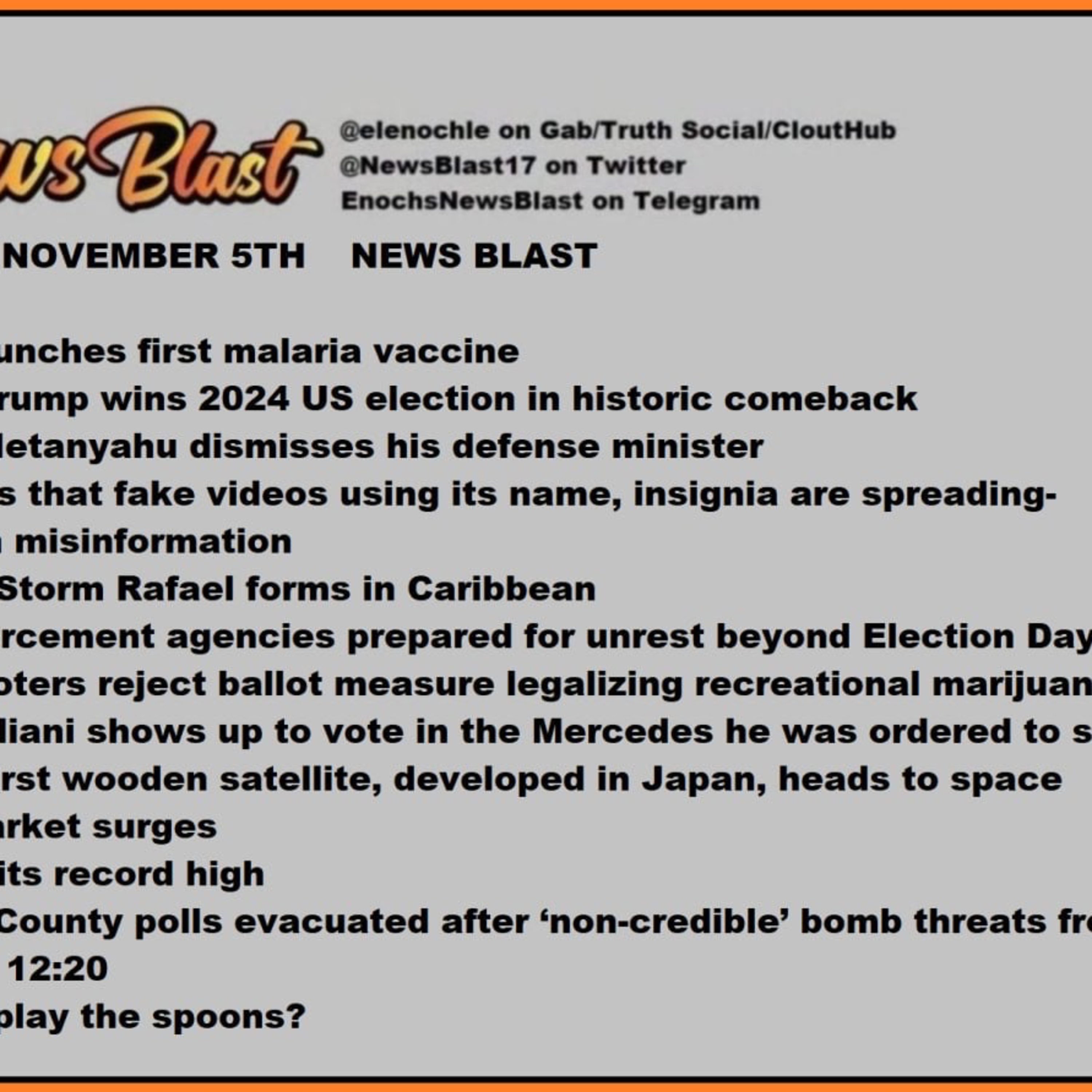 Tuesday November 5, 2024 News Blast