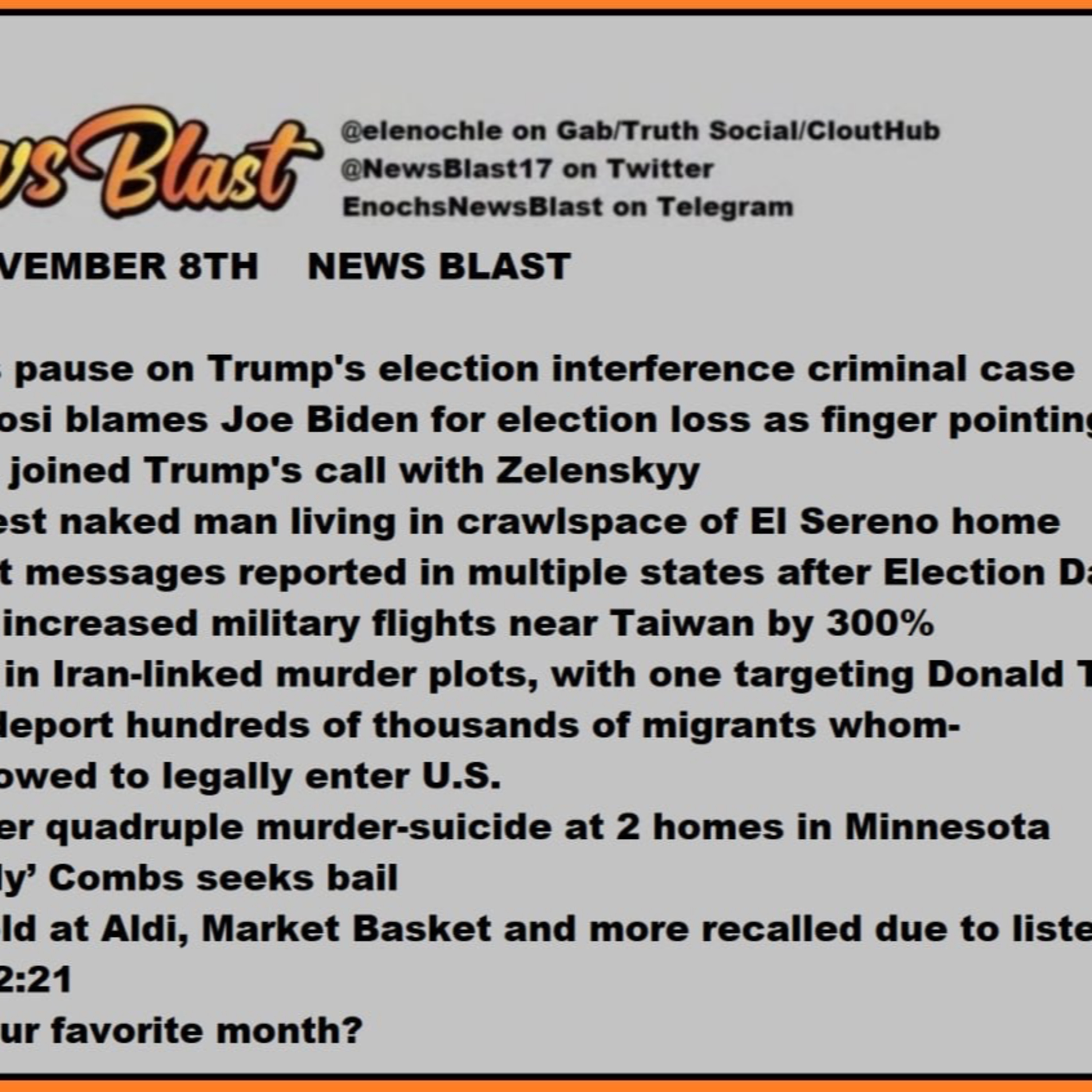 Friday November 8, 2024 News Blast episode artwork