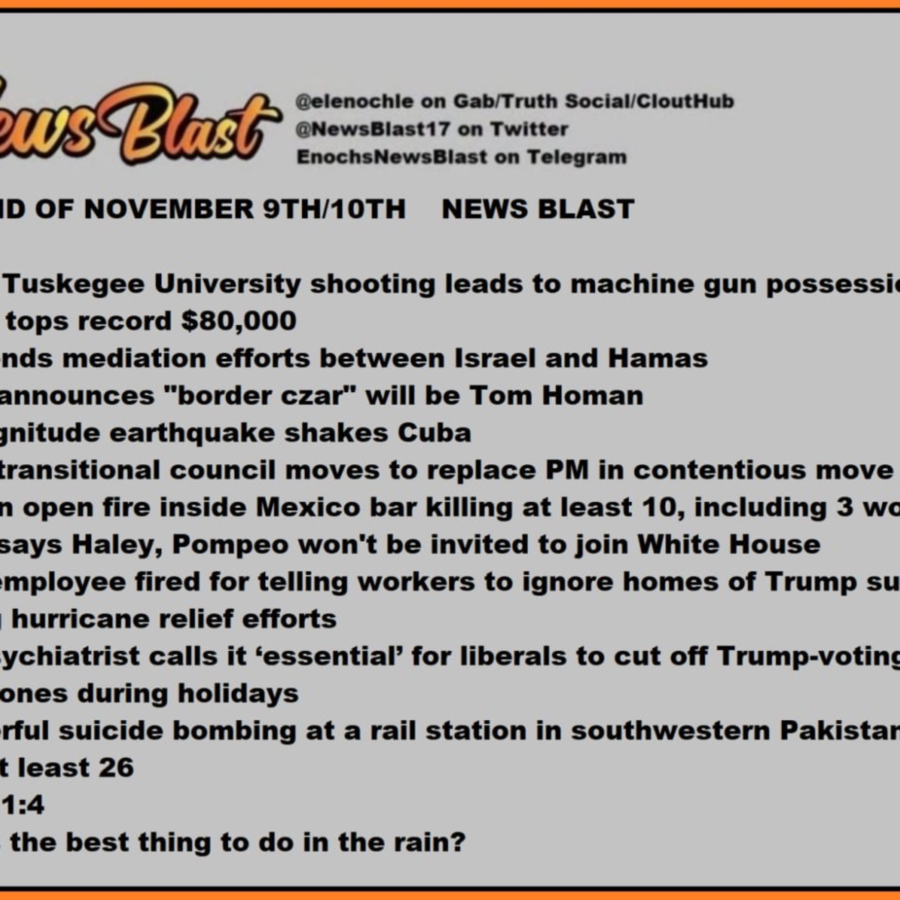 Weekend of November 9/10, 2024 News Blast episode artwork