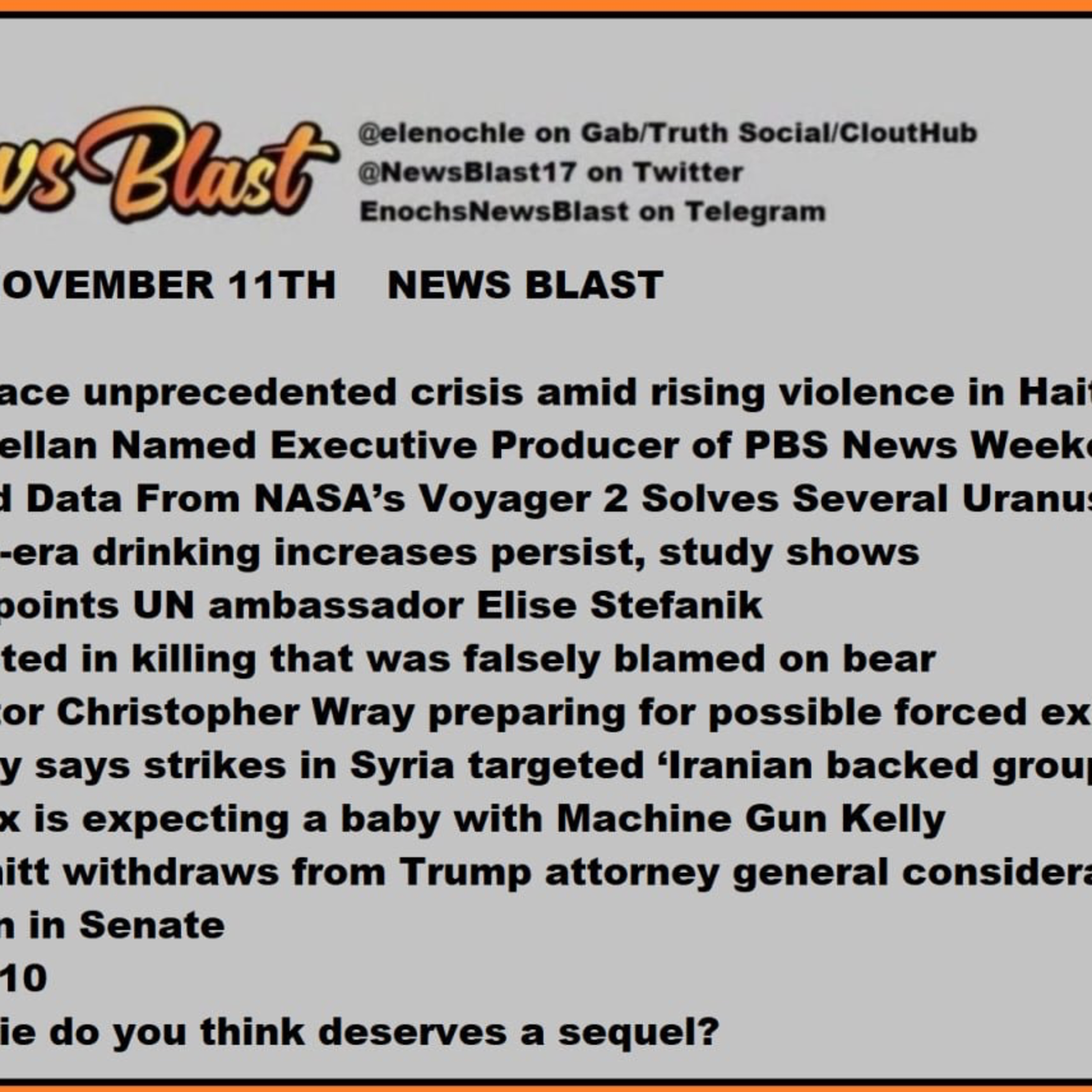 Monday November 11, 2024 News Blast episode artwork