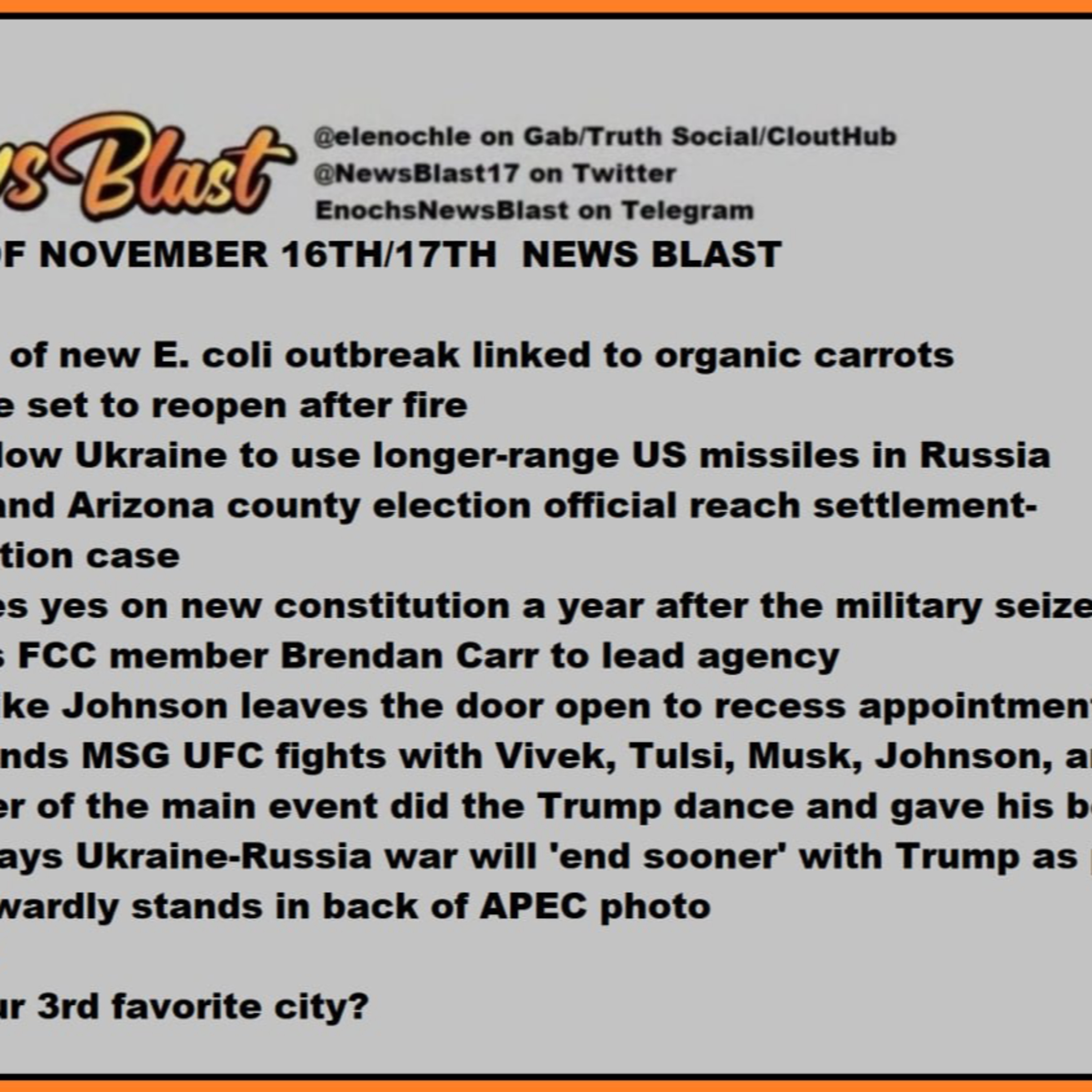 Weekend of November 16/17, 2024 News Blast episode artwork