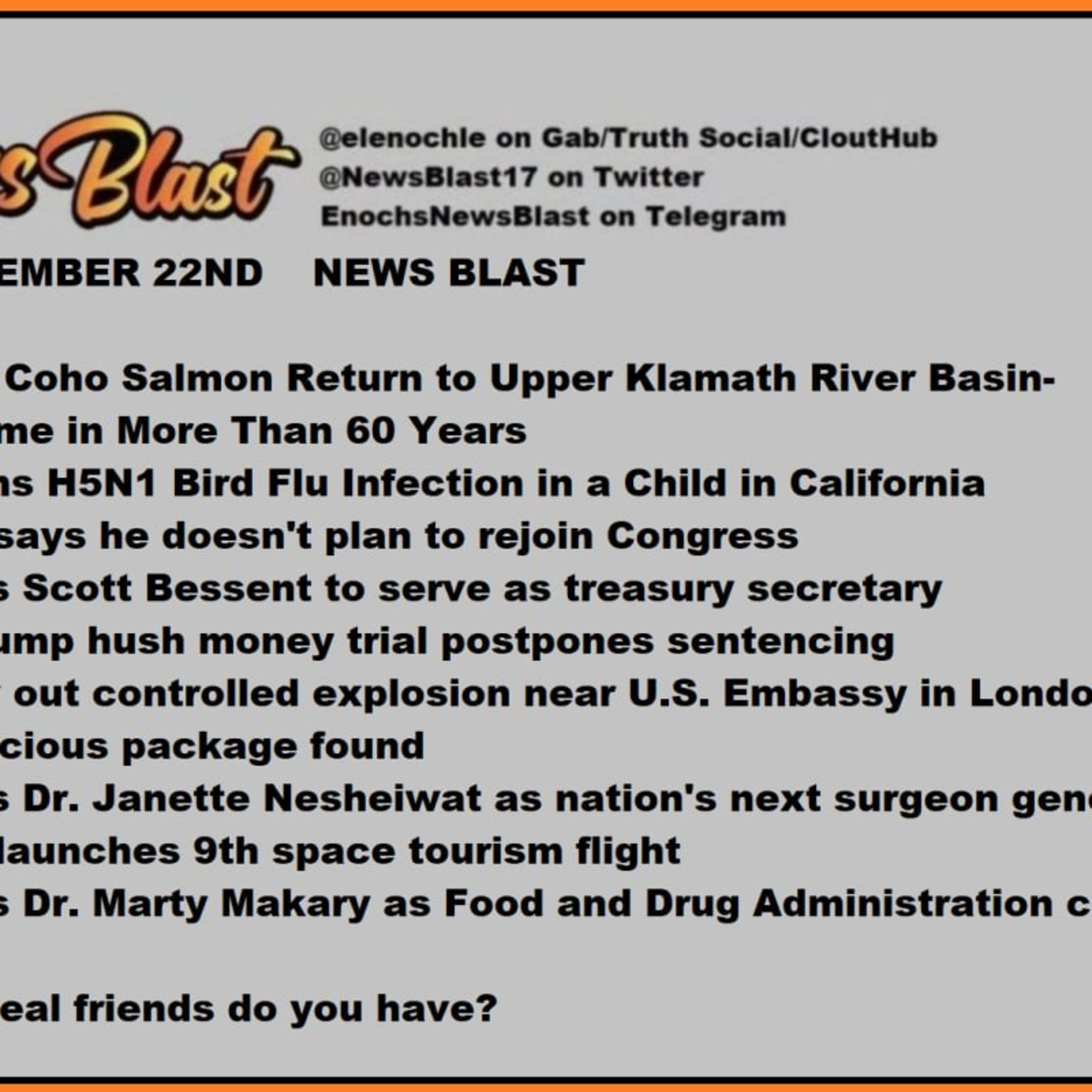 Friday, November 22, 2024 News Blast episode artwork
