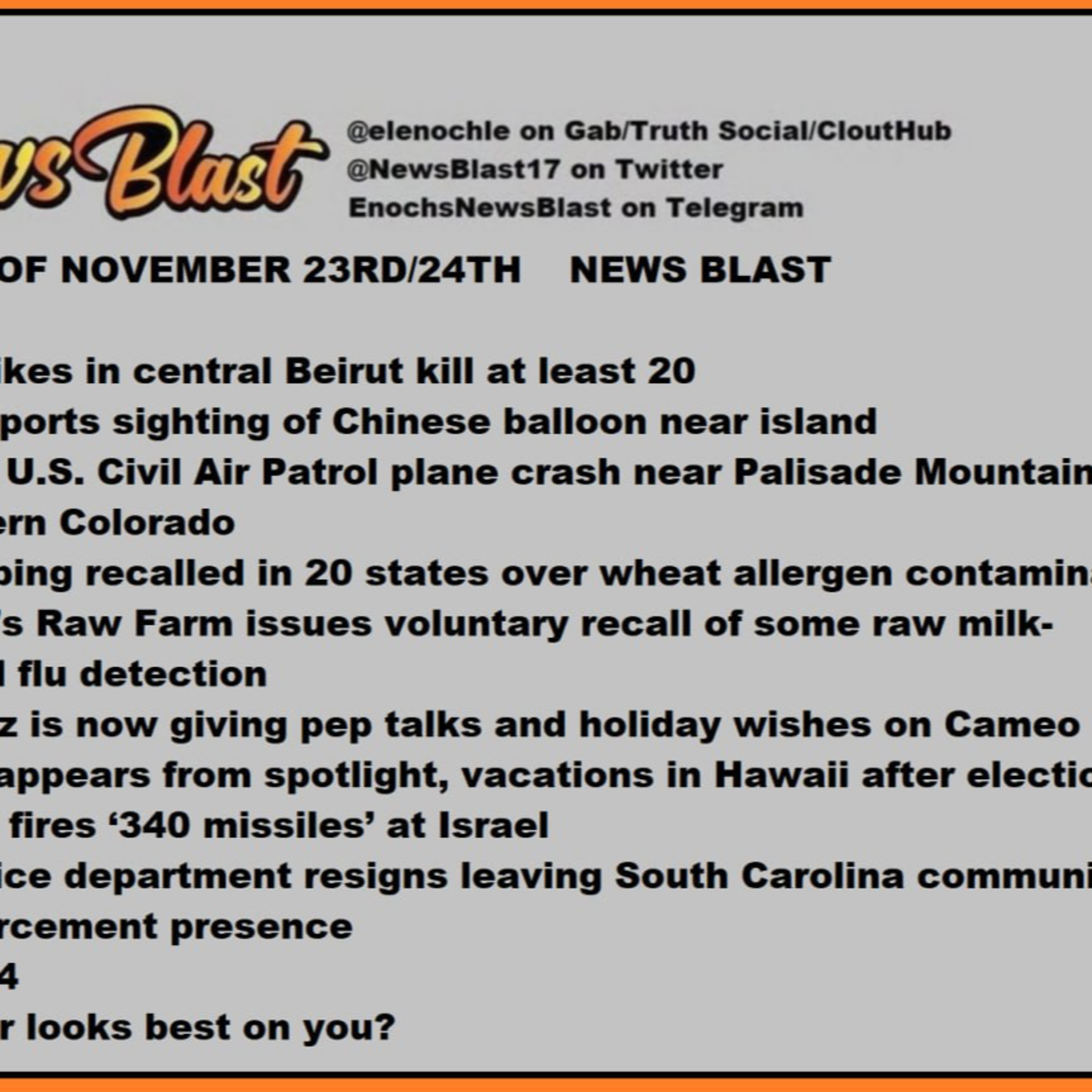 Weekend of November 23rd 2024 News Blast episode artwork