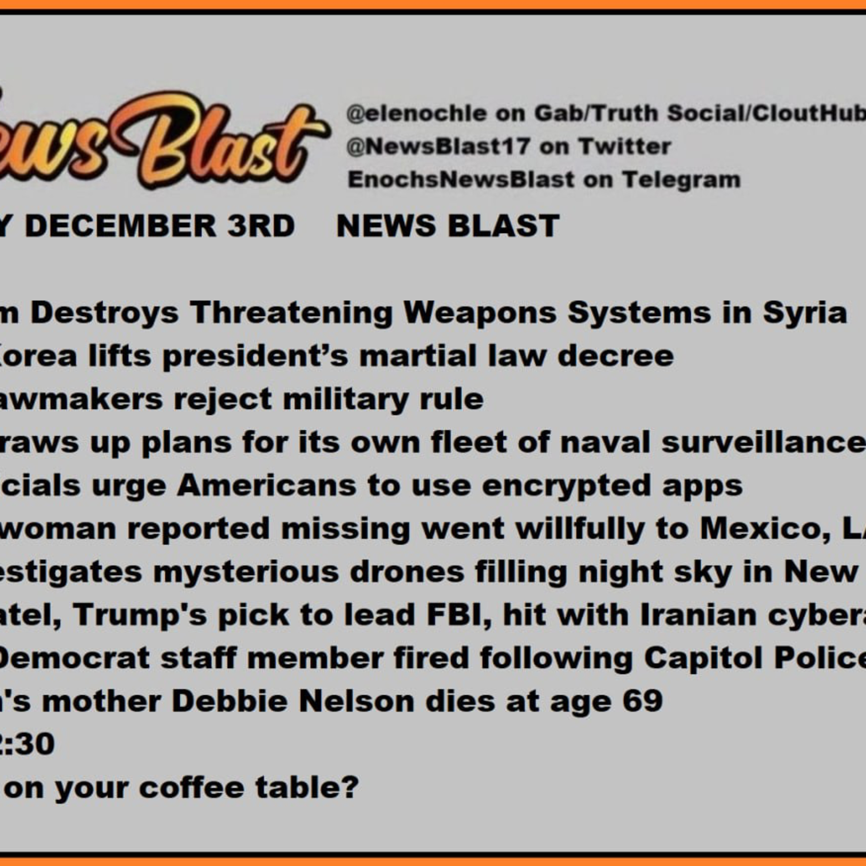 Tuesday Dec 3, 2024 News Blast episode artwork