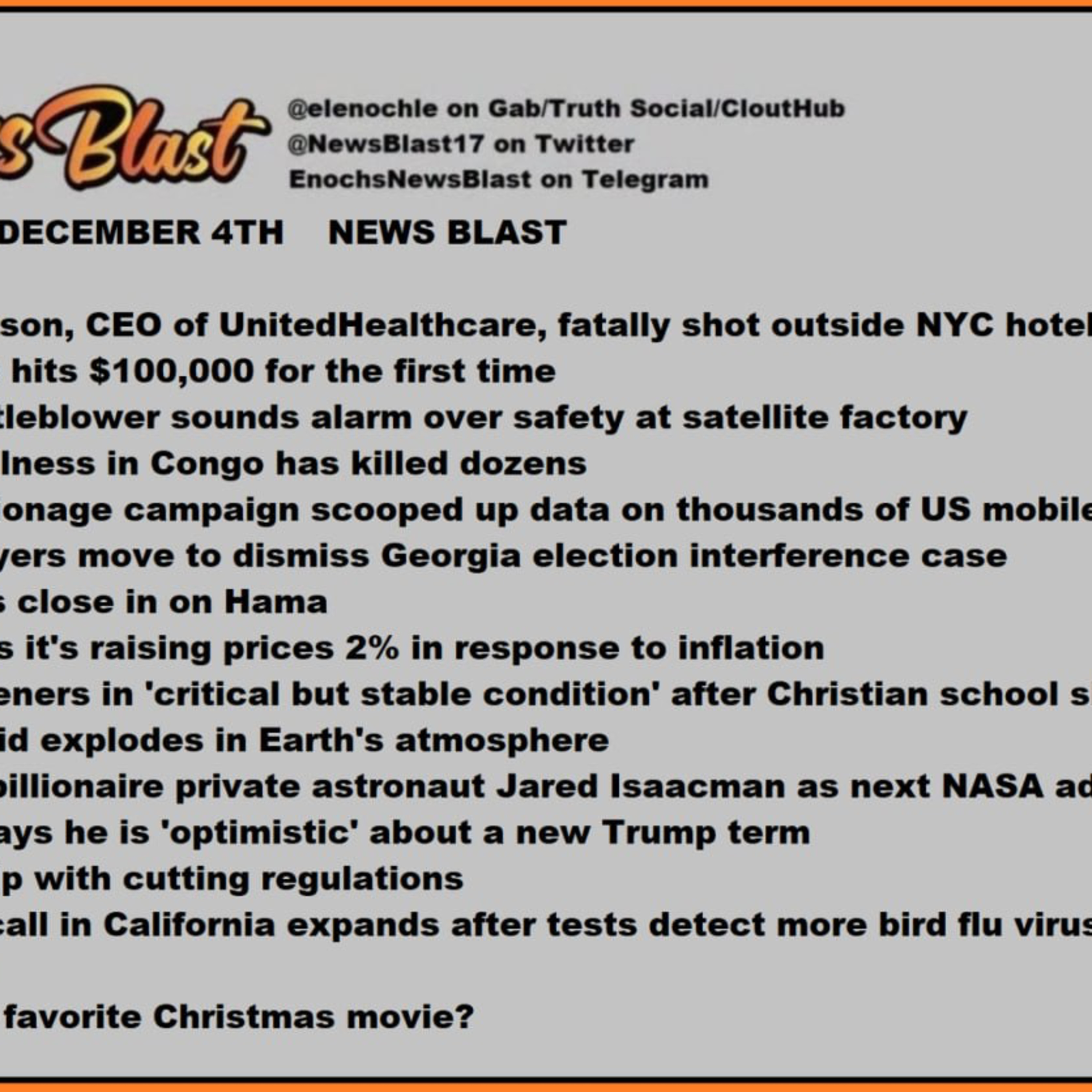 Wednesday Dec 4, 2024 News Blast episode artwork