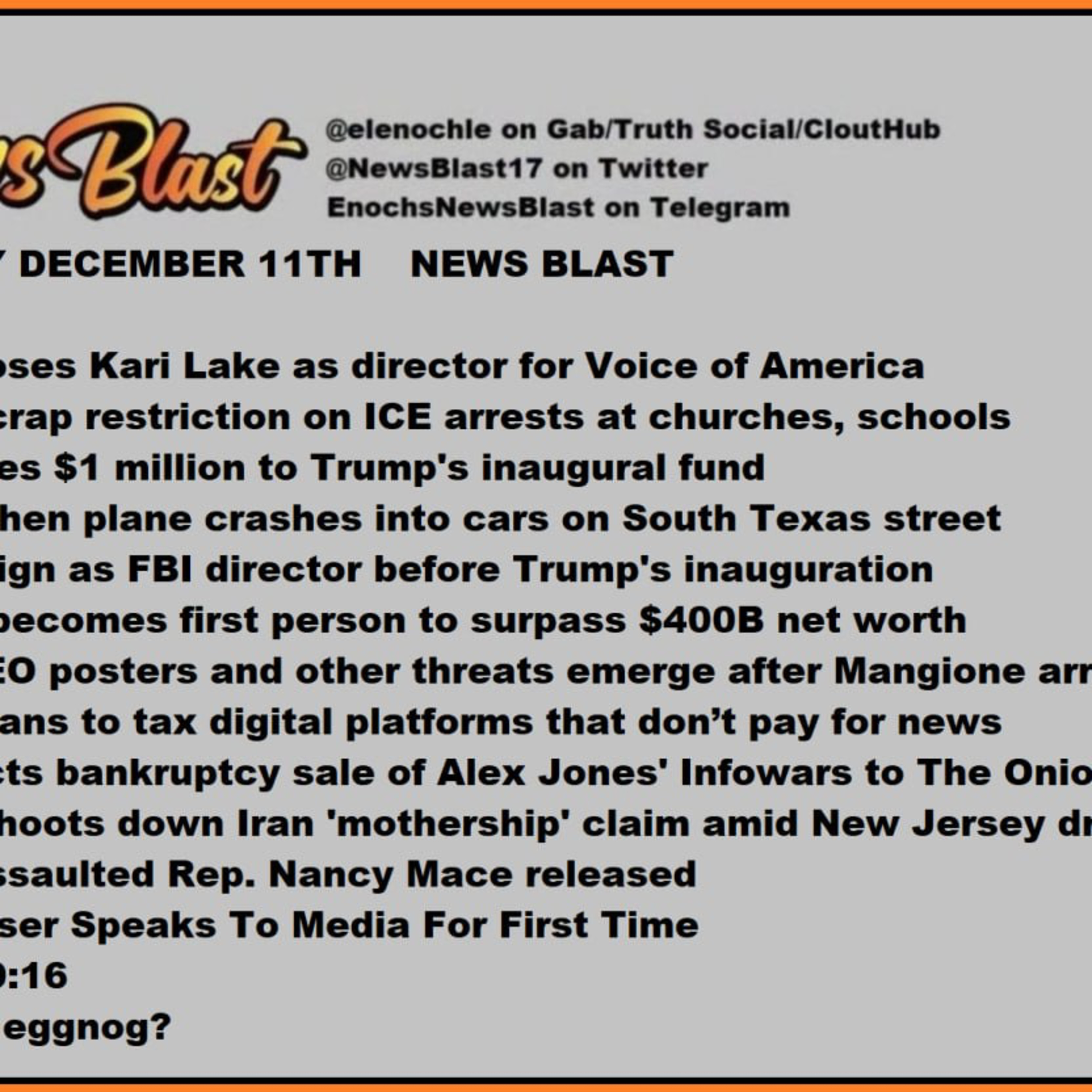  Wednesday December 11, 2024 News Blast  episode artwork