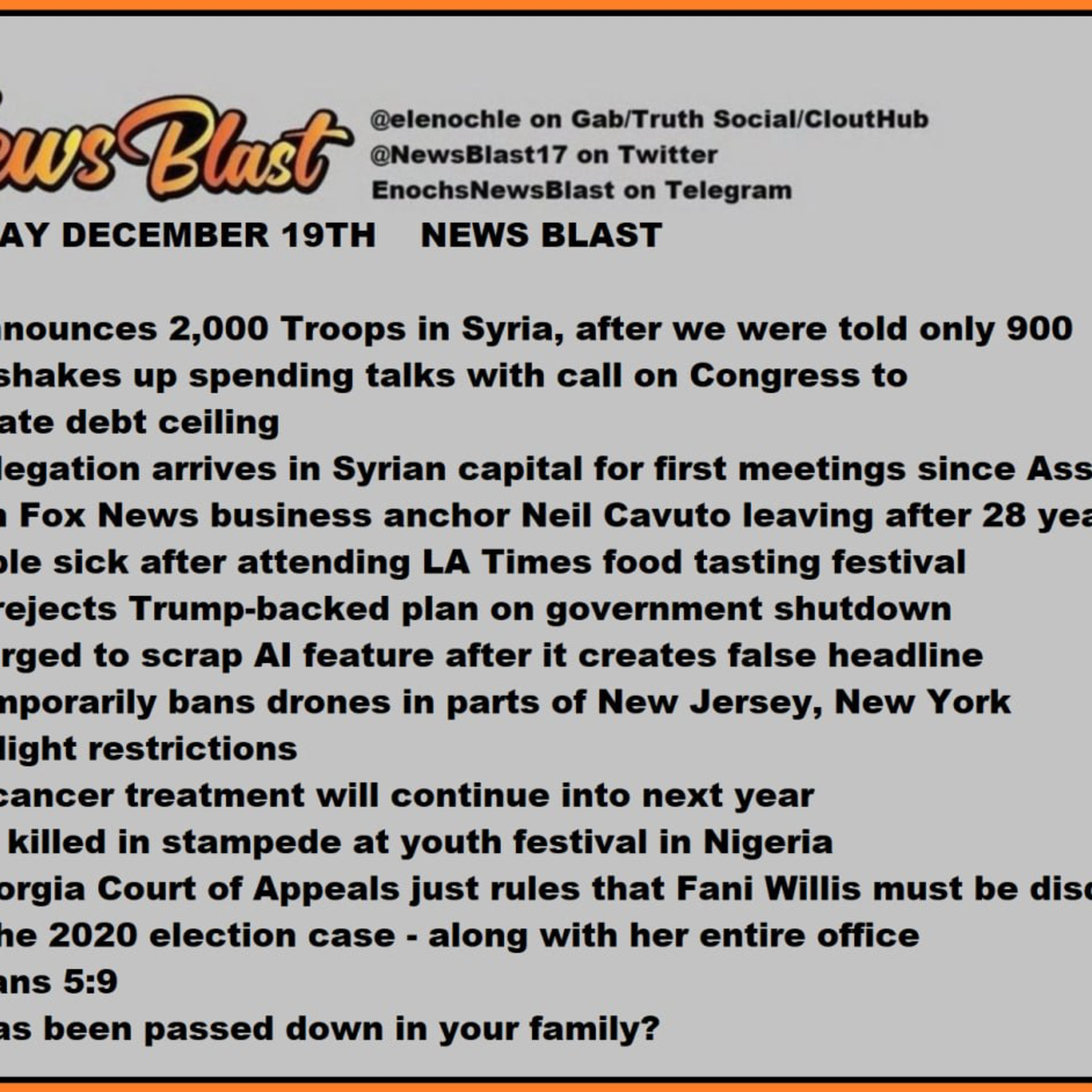 Thursday December 19, 2024. News Blast episode artwork