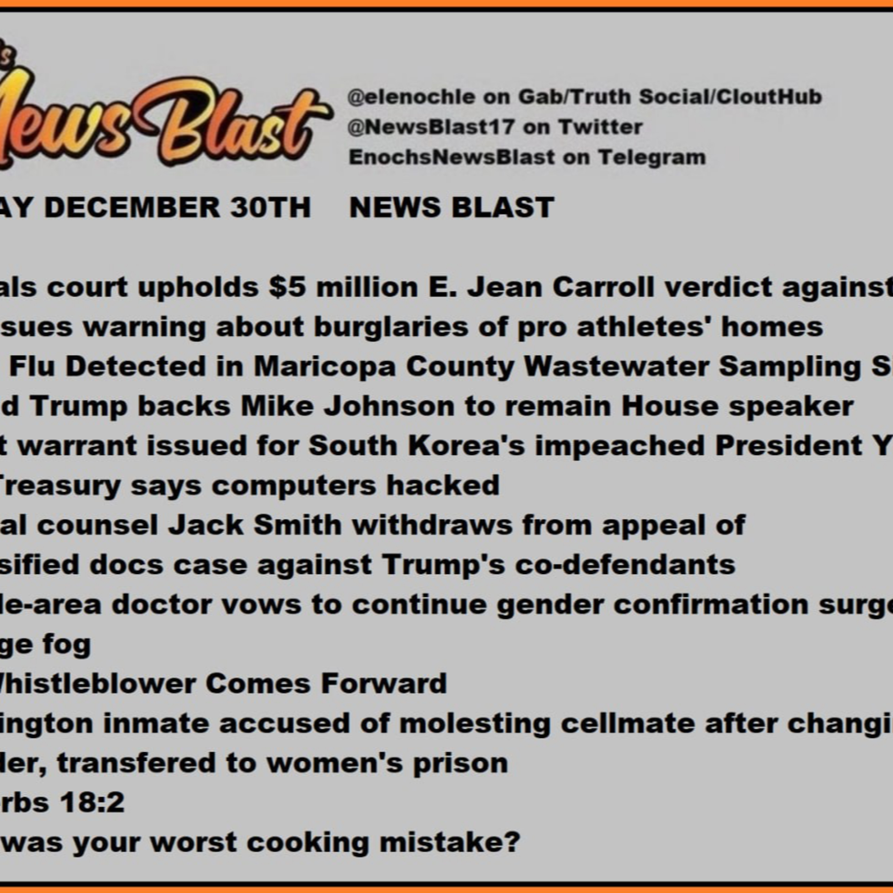 Monday December 30, 2024 News Blast episode artwork