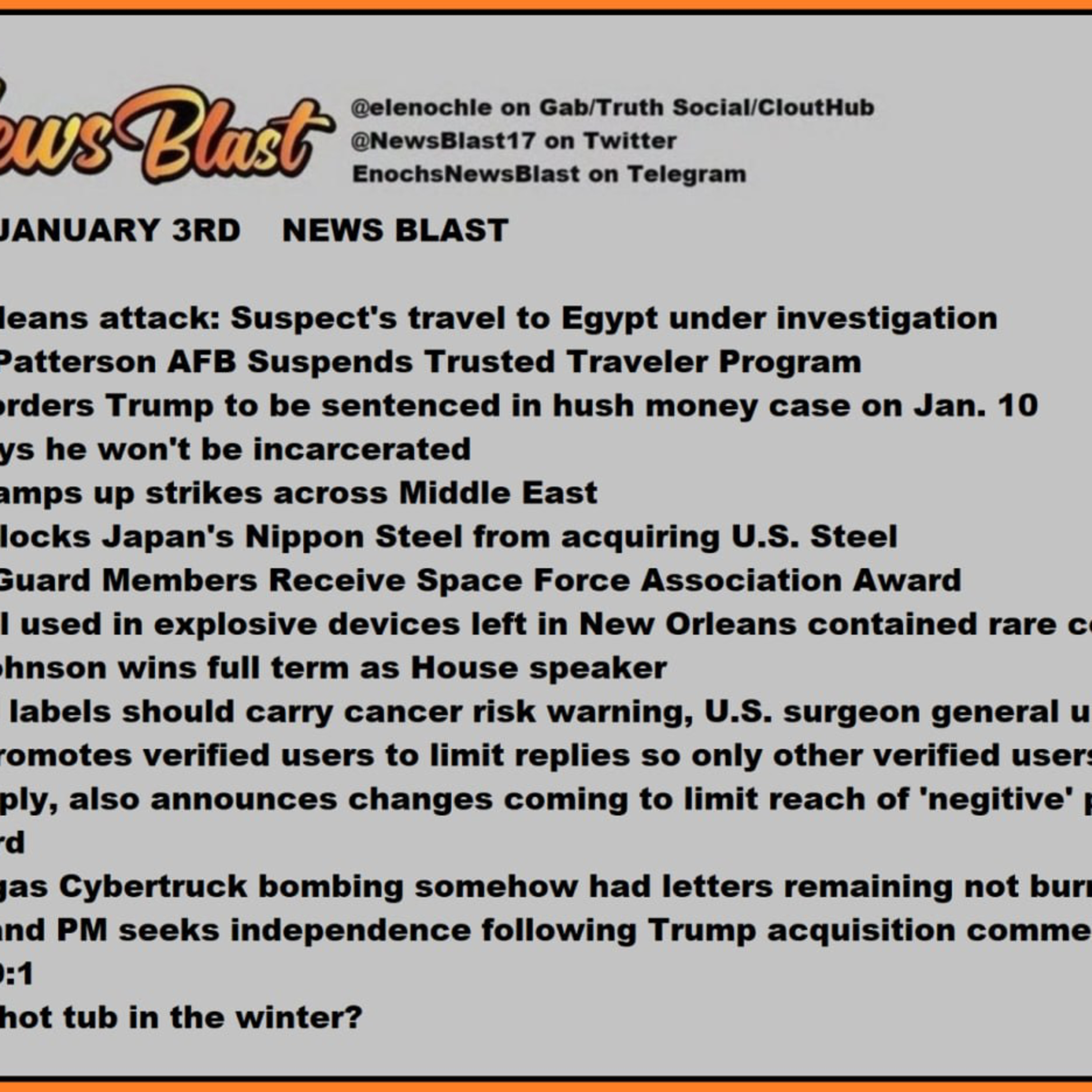 Friday, January 3, 2025 News Blast