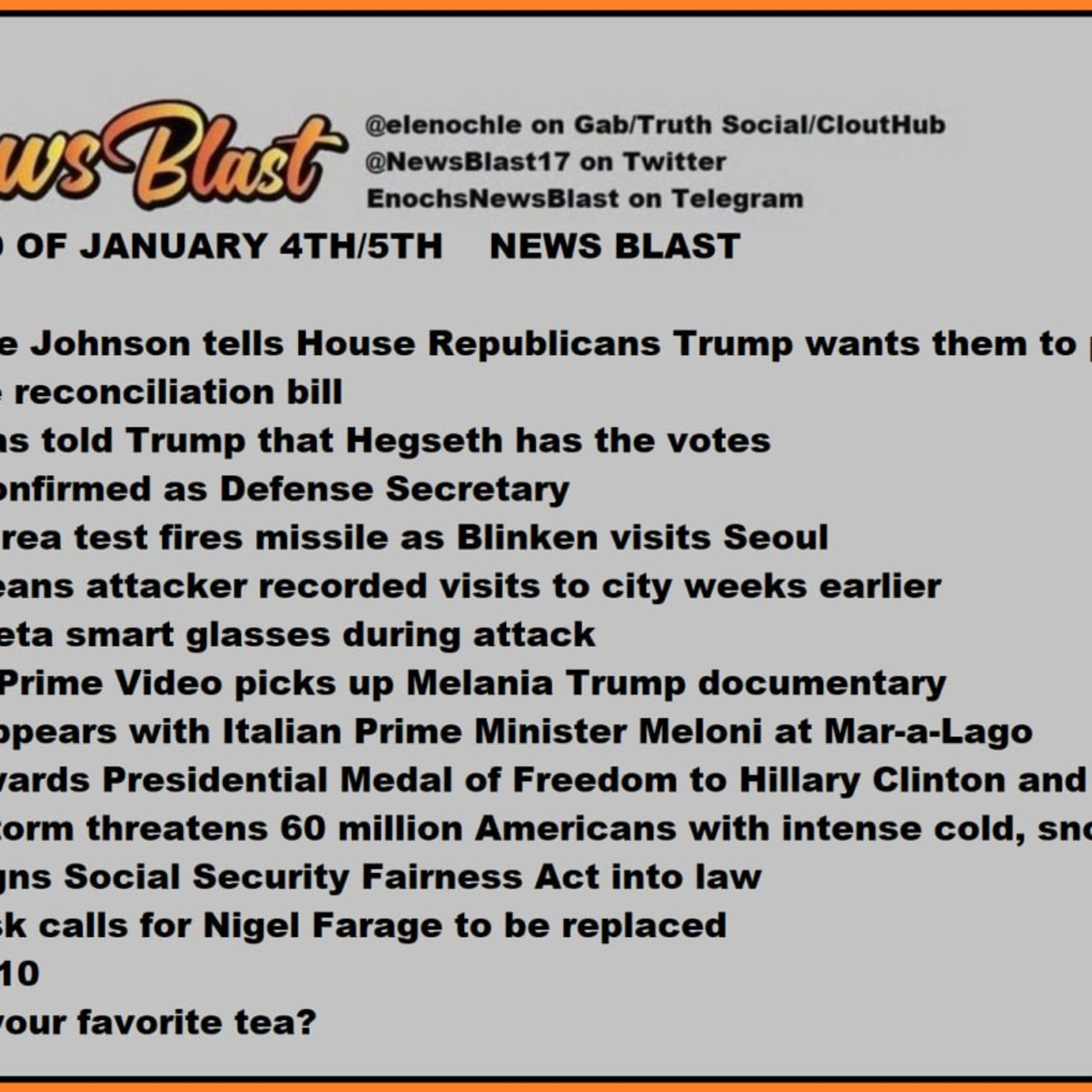 Weekend of January 4/5, 2025 News Blast episode artwork