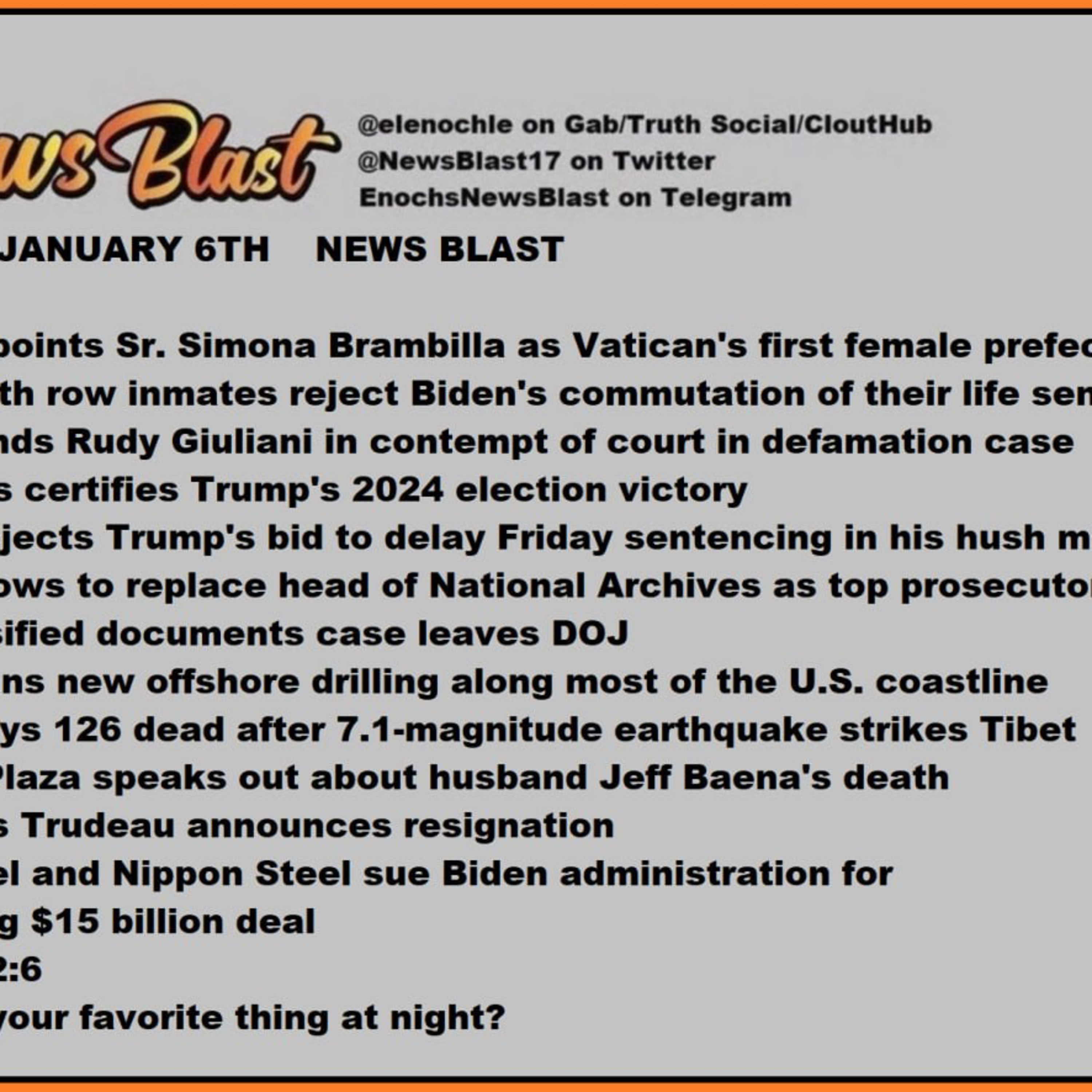 Monday, January 6, 2024 News Blast episode artwork