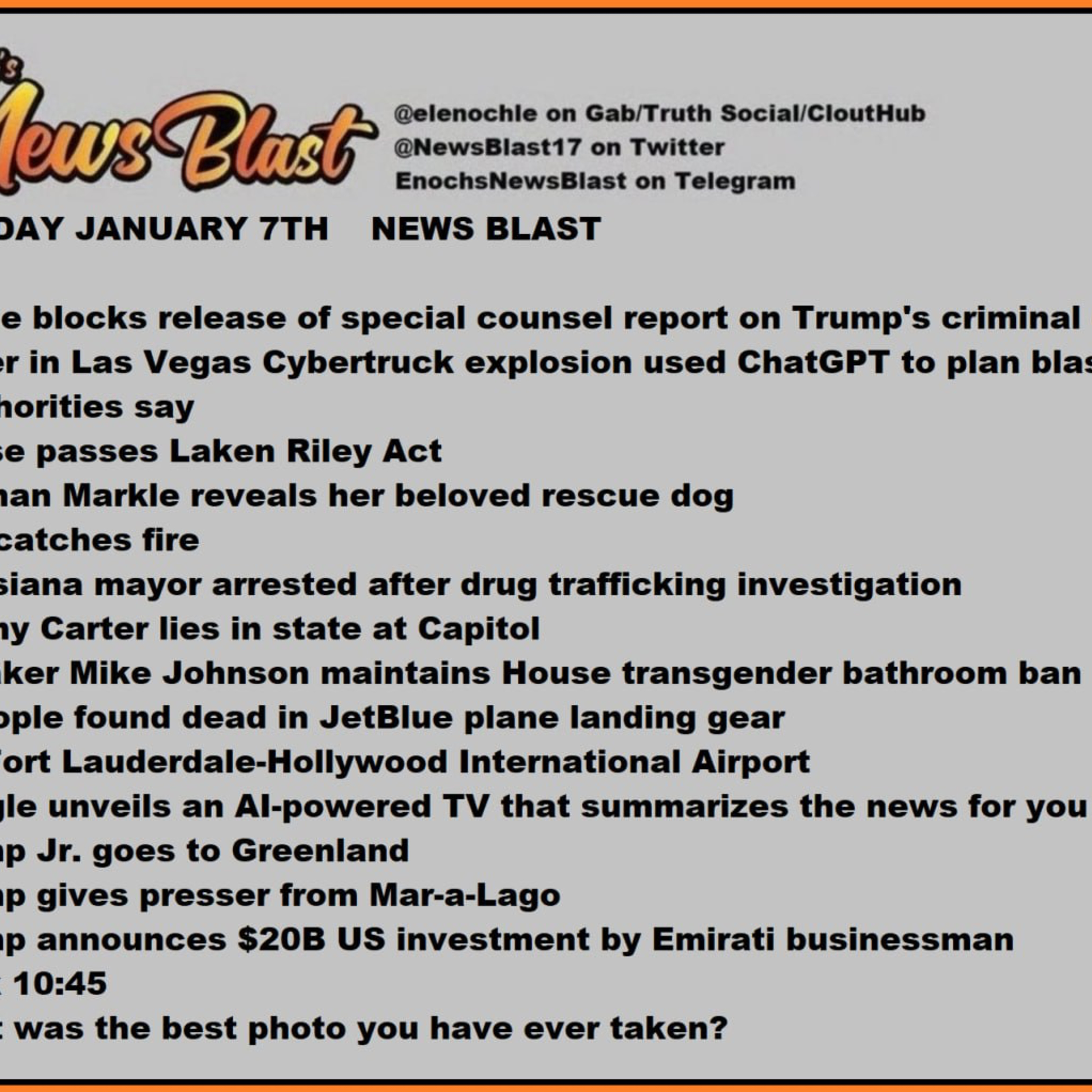 Tuesday, January 7, 2025 News Blast episode artwork