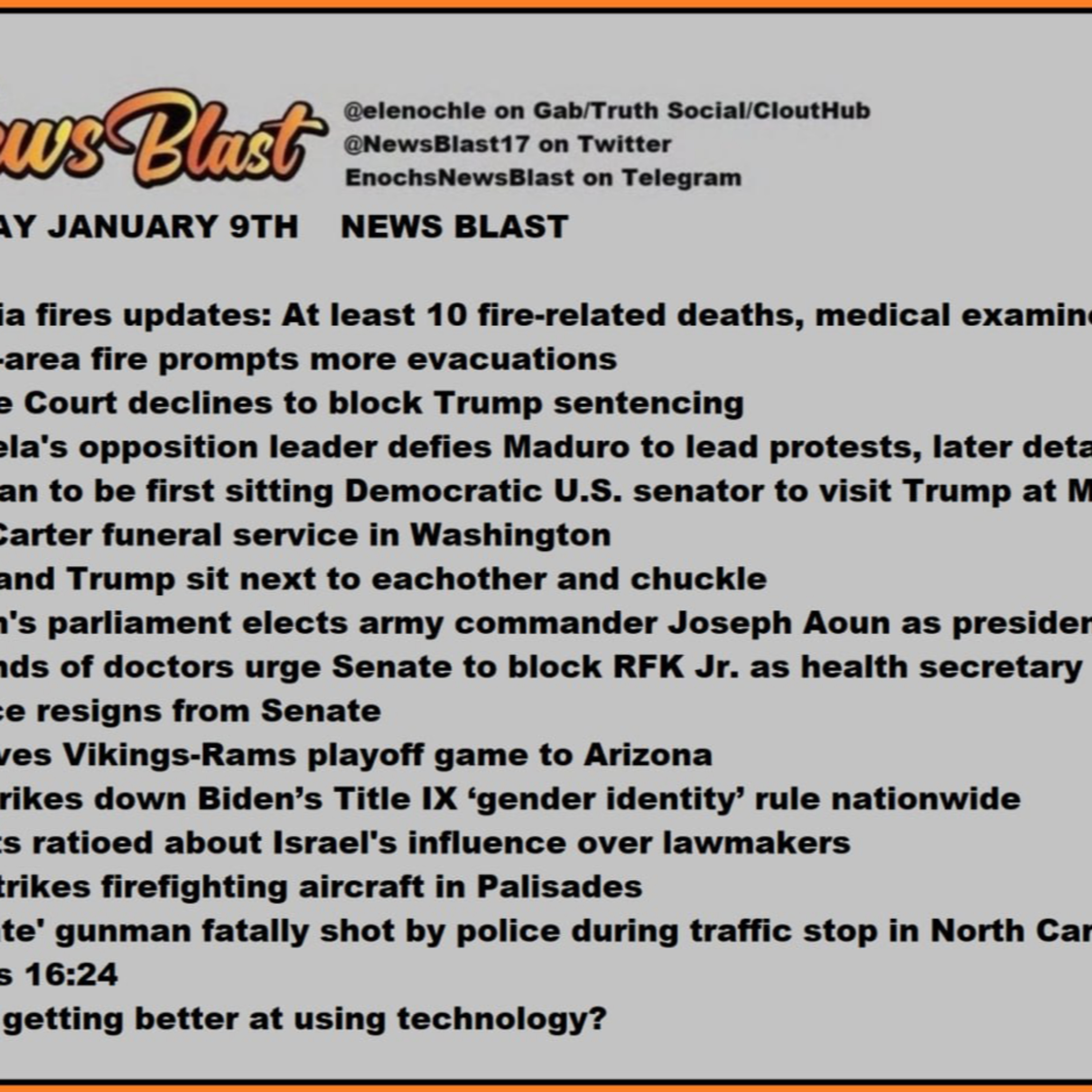 Thursday, January 9, 2025 News Blast episode artwork