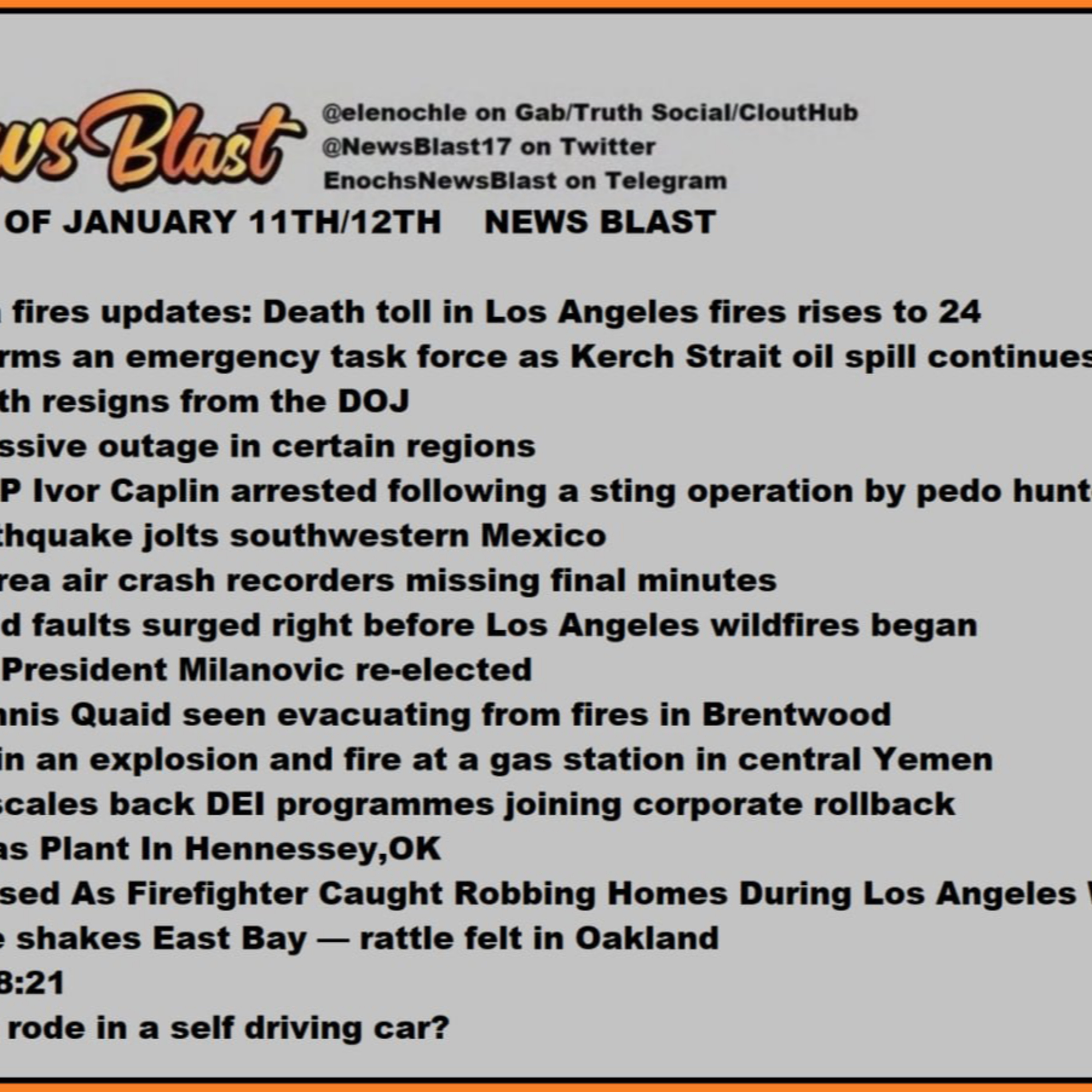Weekend of January 11/12, 2025 News Blast episode artwork