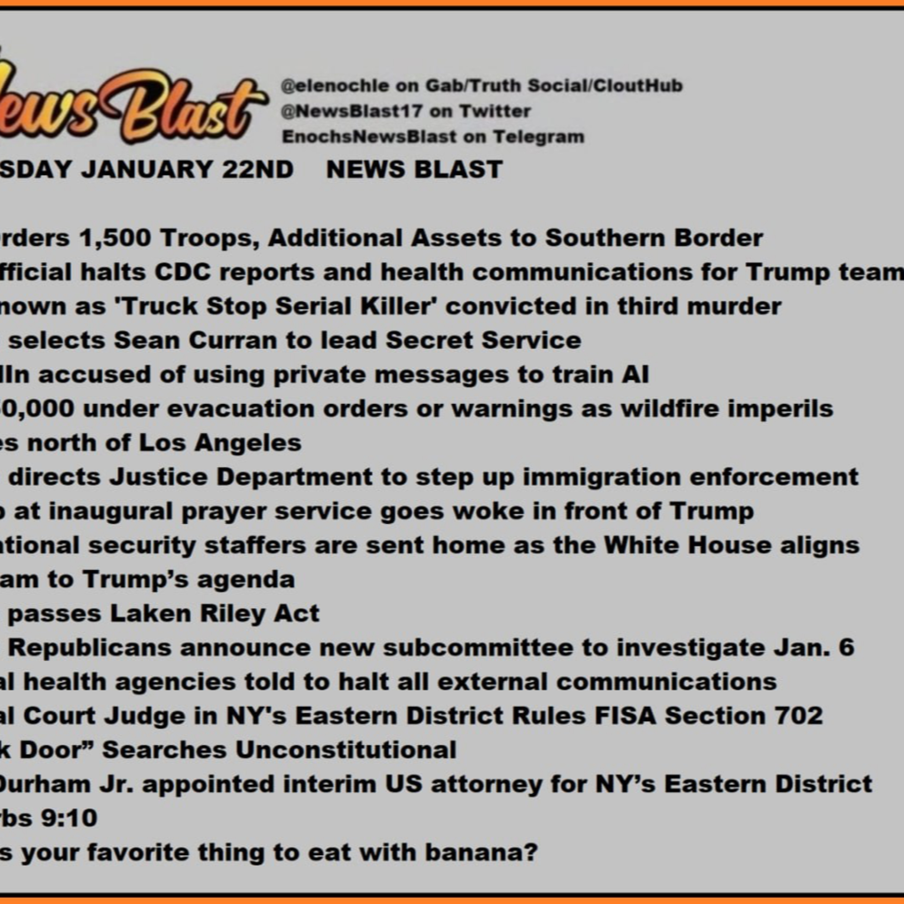 Wednesday, January 22, 2025 News Blast