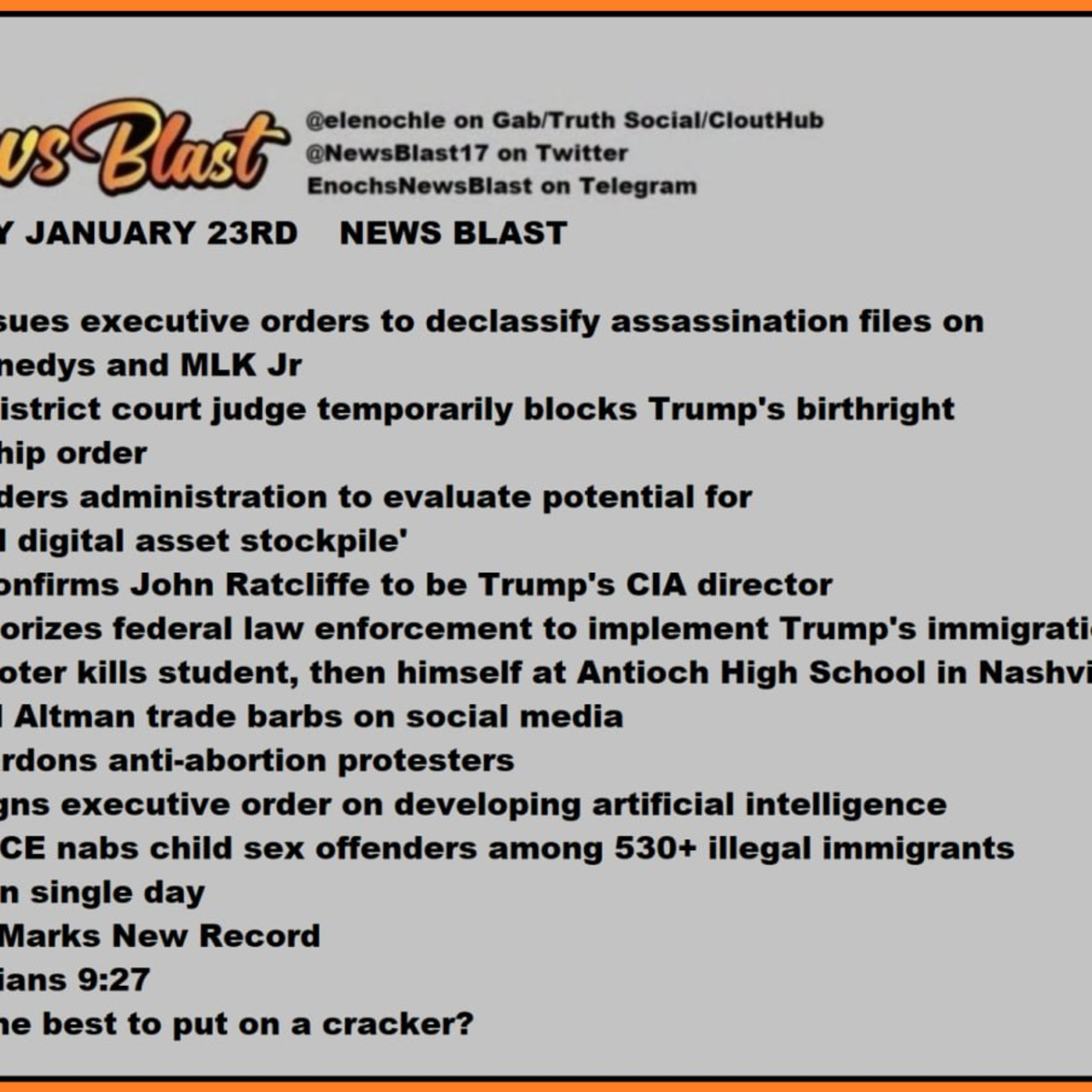 Thursday, January 23, 2025 News Blast  episode artwork