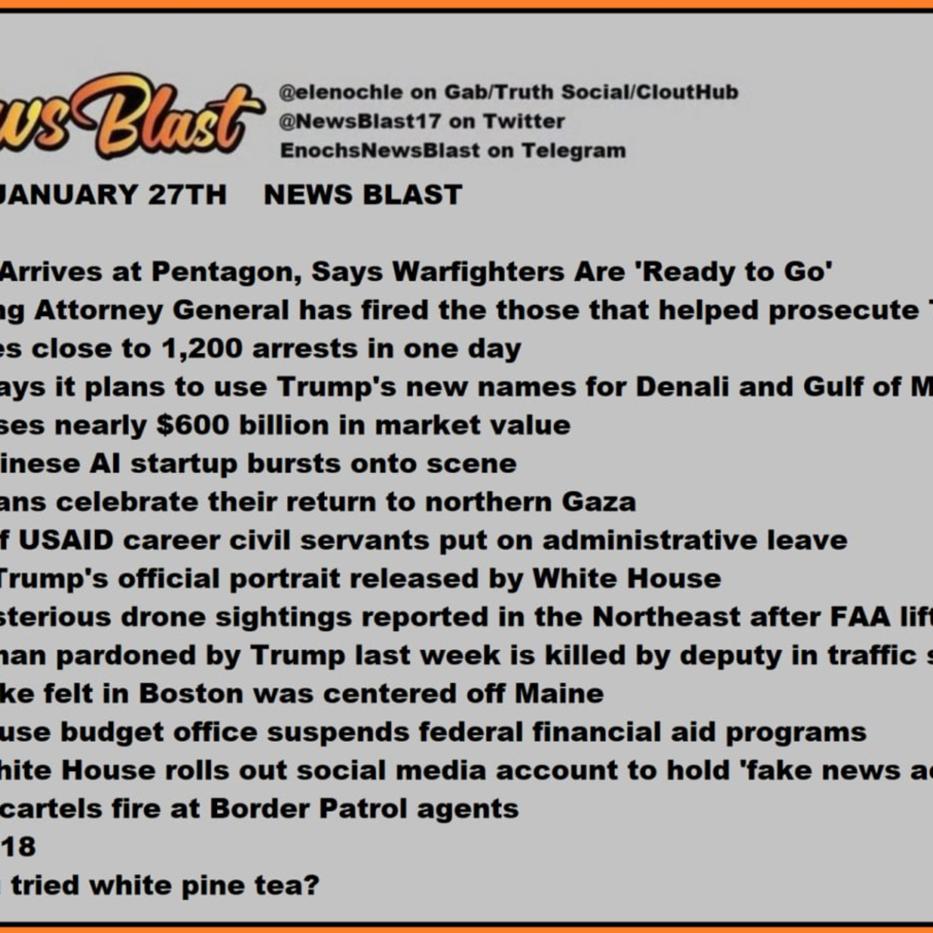 Monday, January 27, 2025 News Blast episode artwork