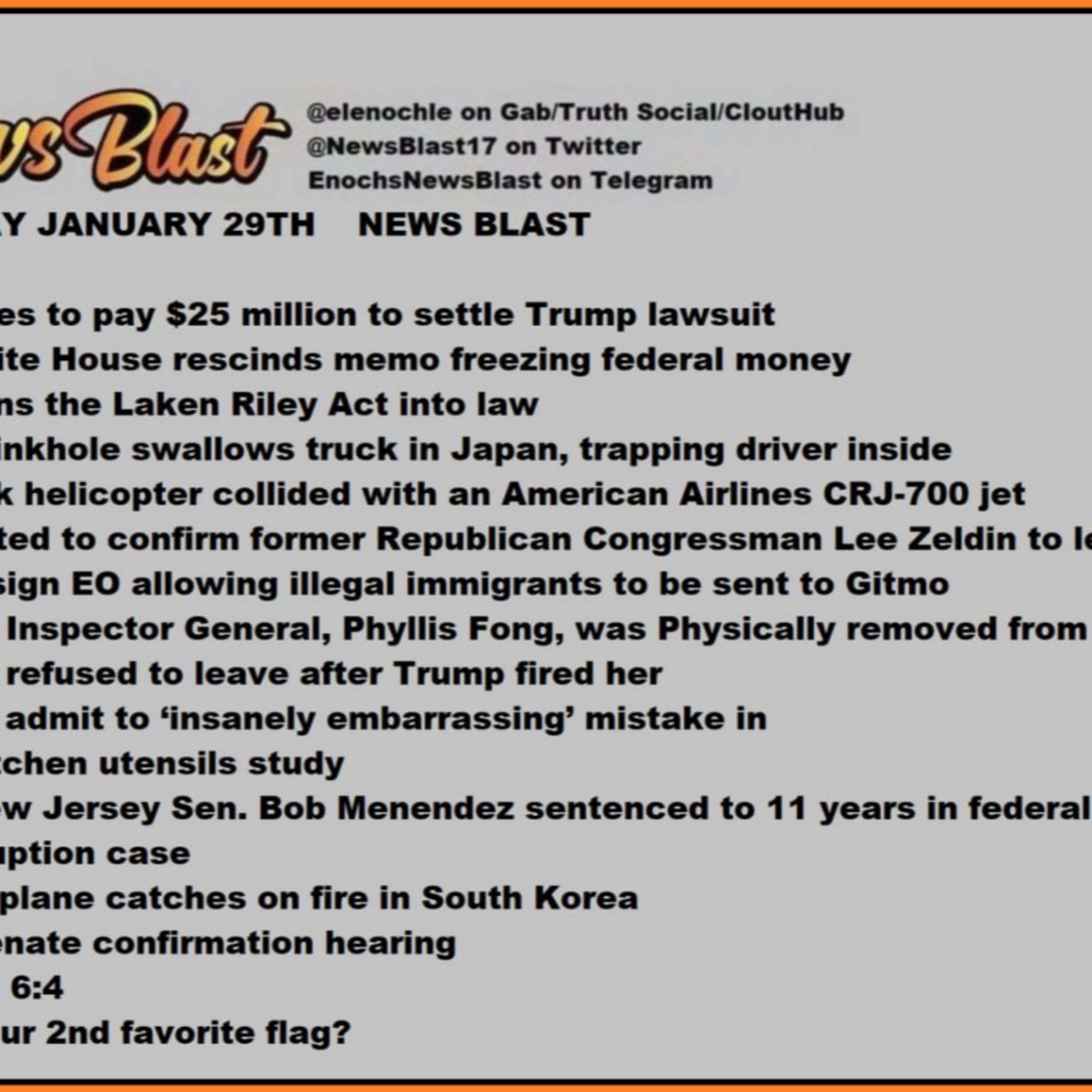 Wednesday, January 29, 2025 News Blast episode artwork