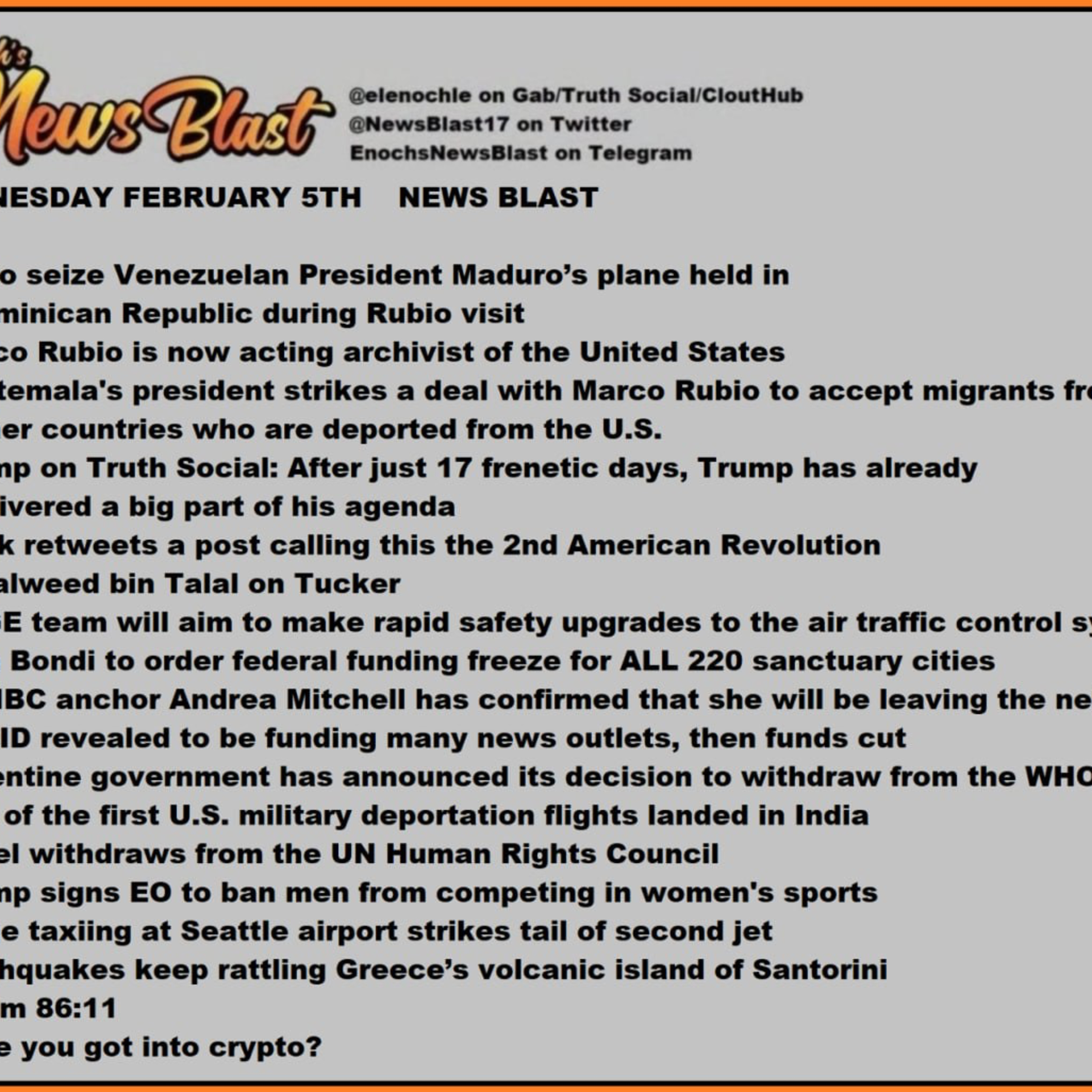 Wednesday, February 5, 2025 News Blast