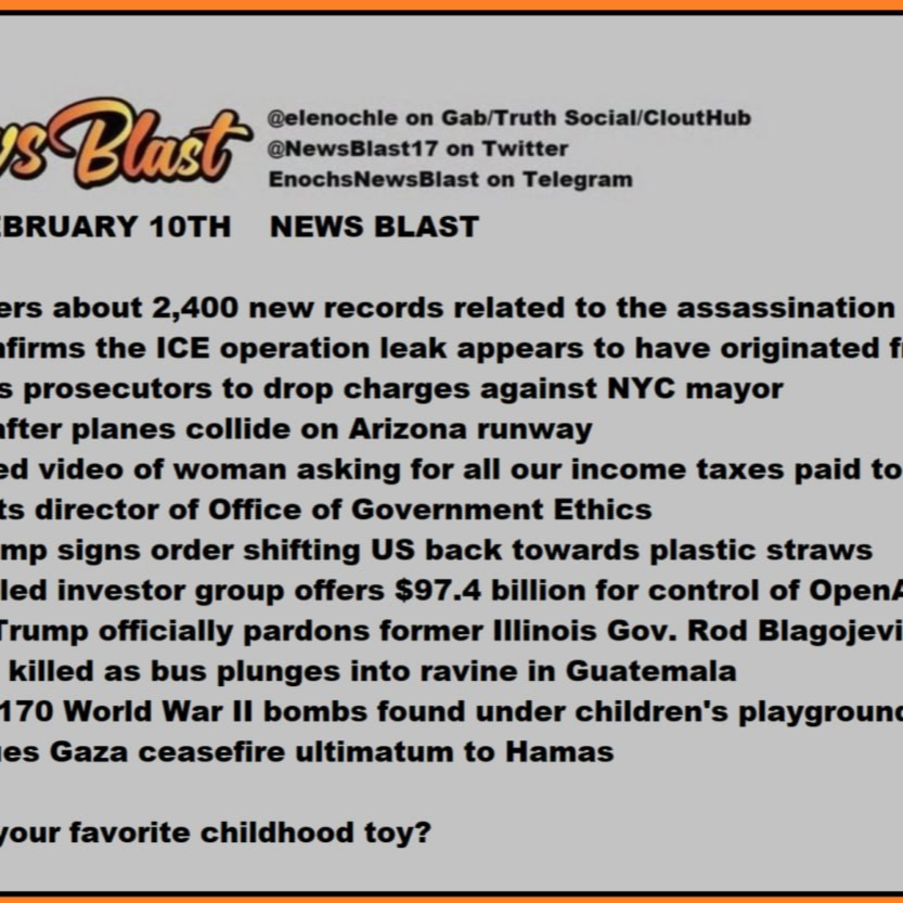 Monday, February 10, 2025 News Blast episode artwork