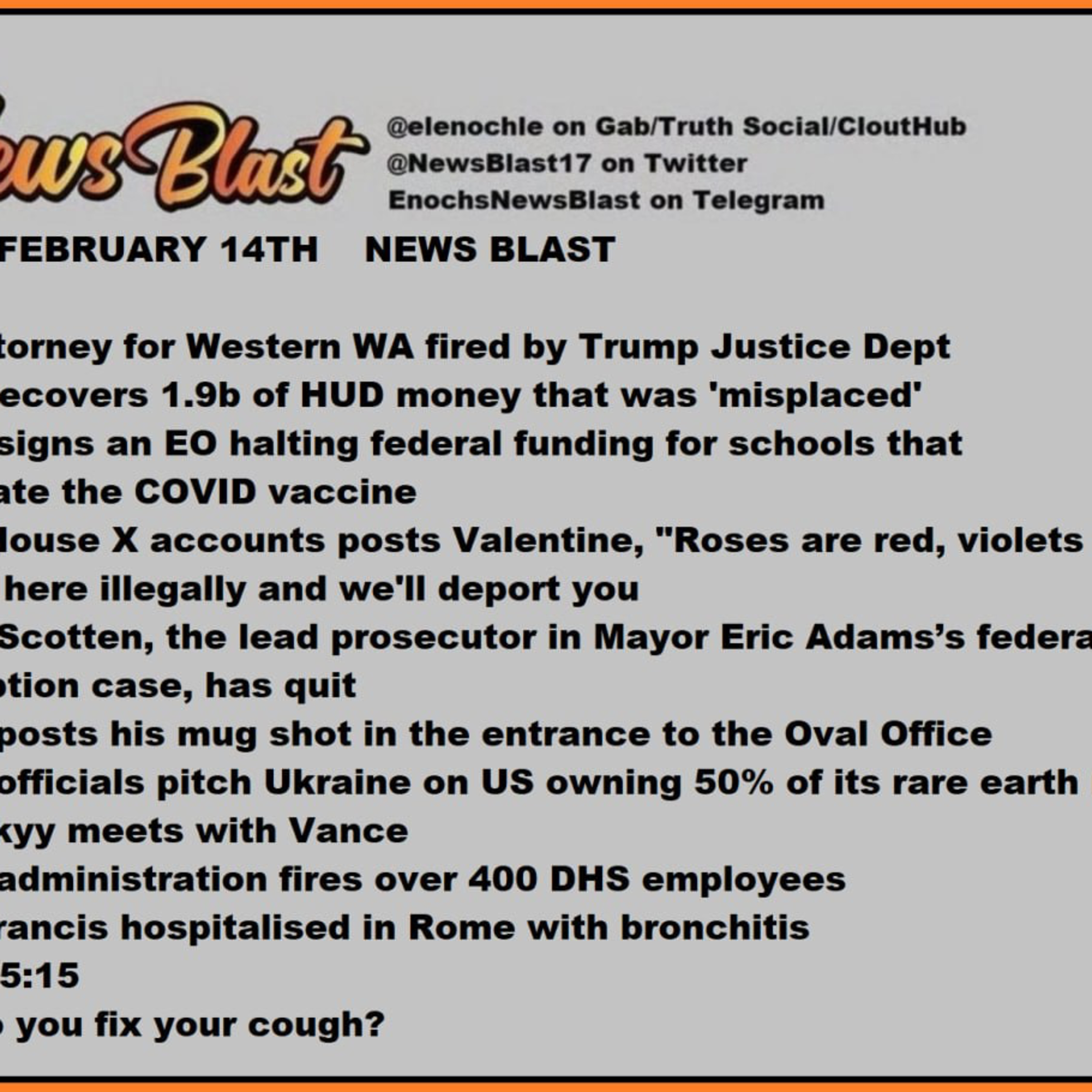 Friday, February 14, 2025 News Blast