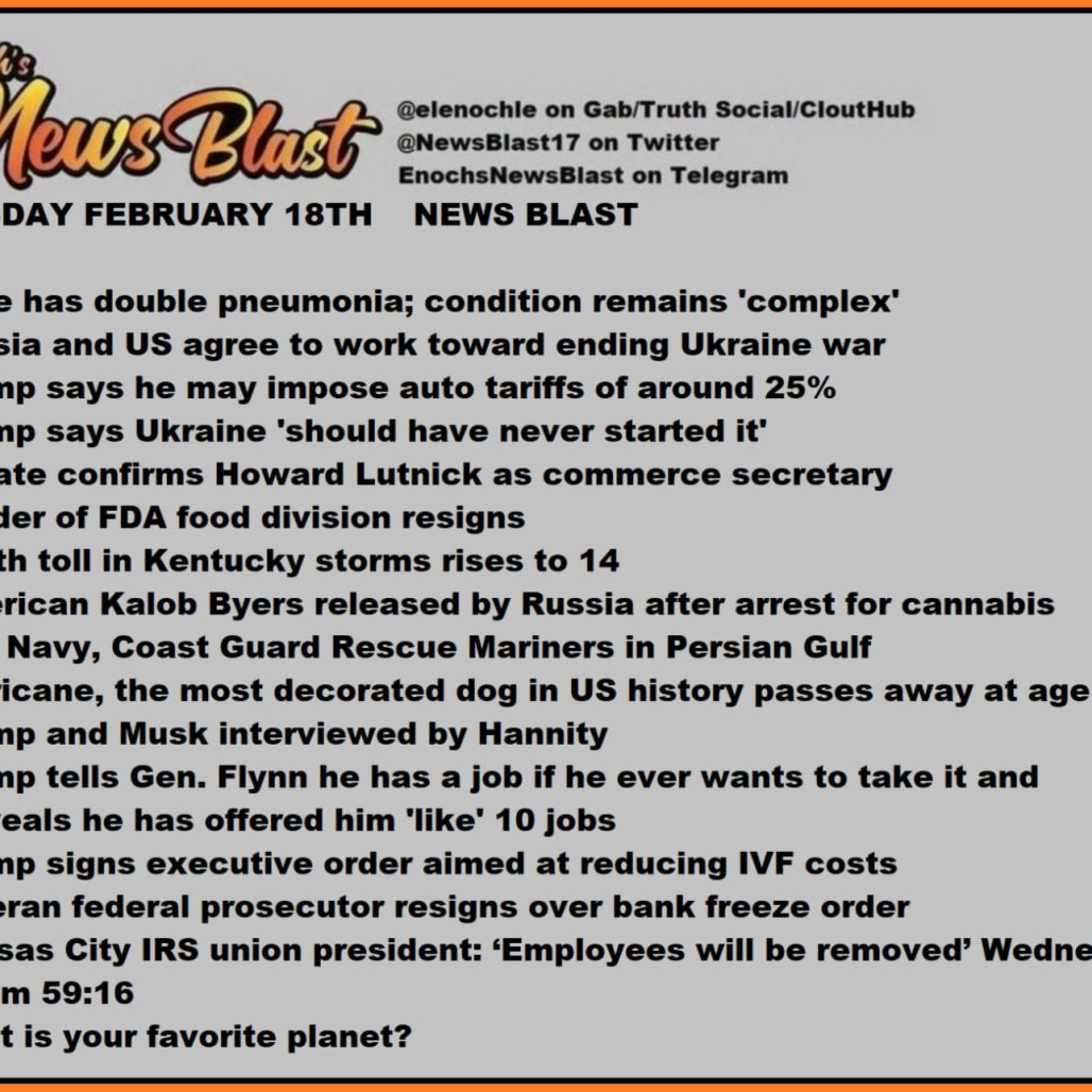 Tuesday Febuary 18,2025 News Blast  episode artwork