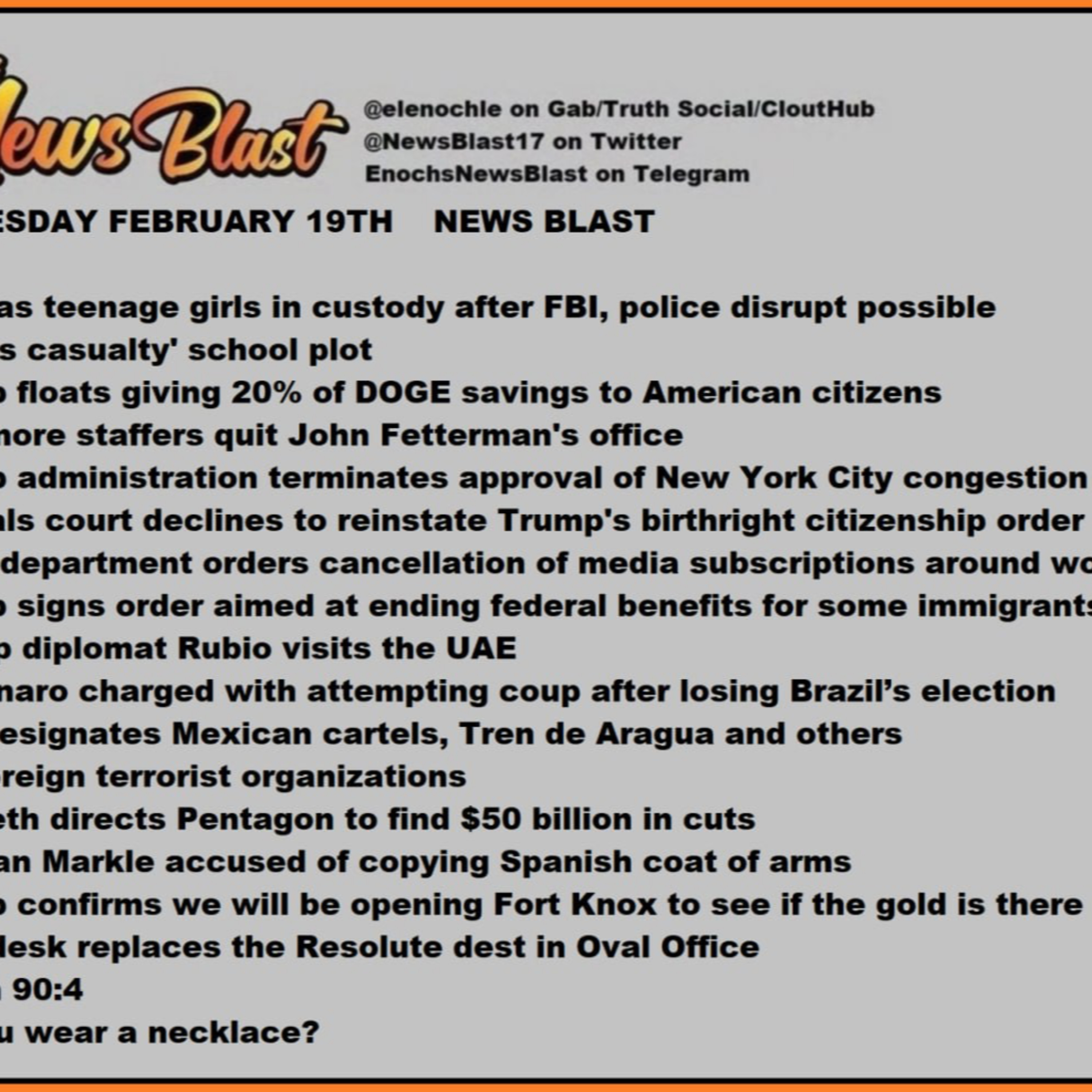 Wednesday Febuary 19, 2025 News Blast  episode artwork