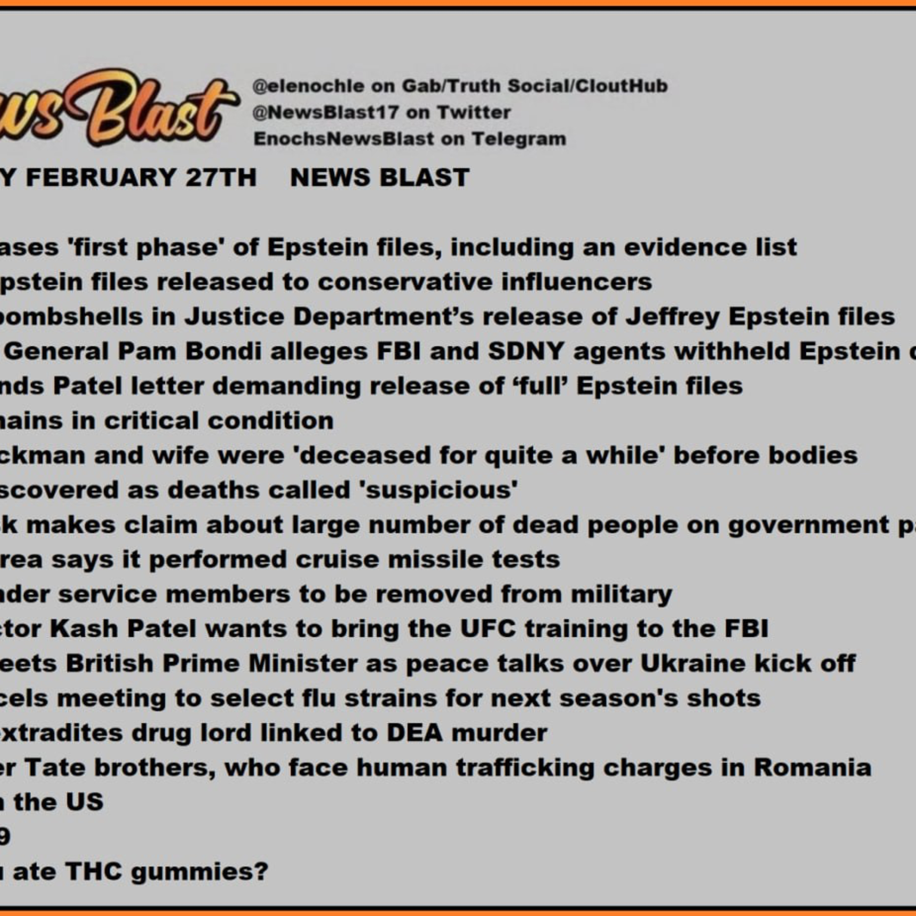Thursday, February 27, 2025 News Blast