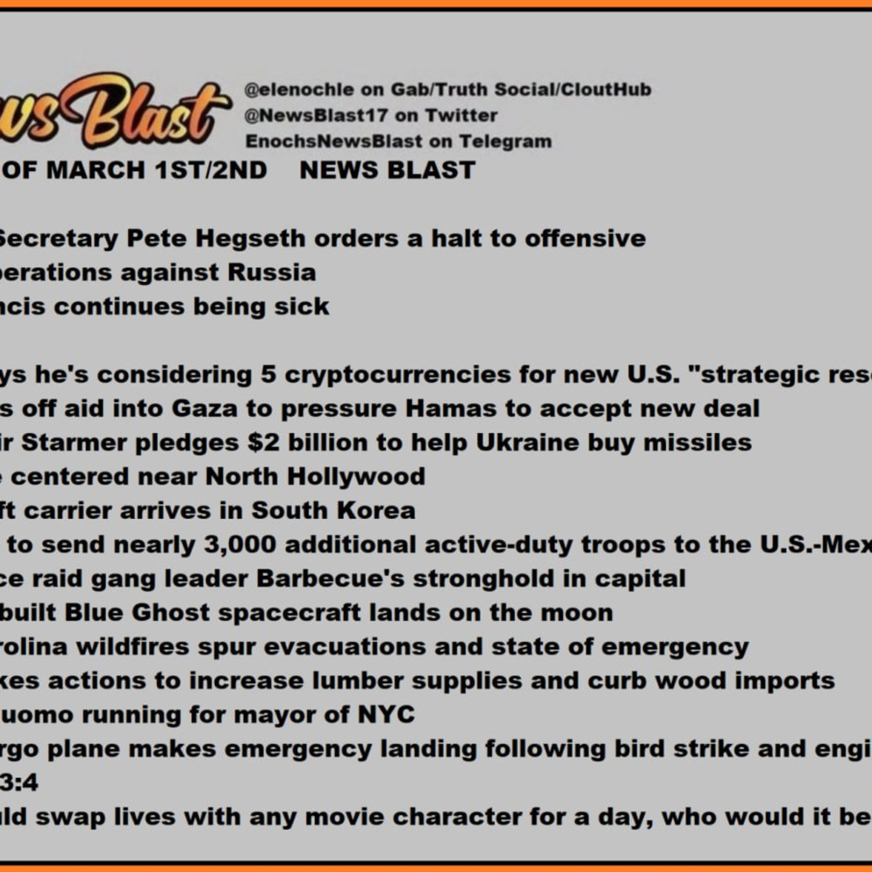 Weekend of March 1/2, 2025 News Blast episode artwork