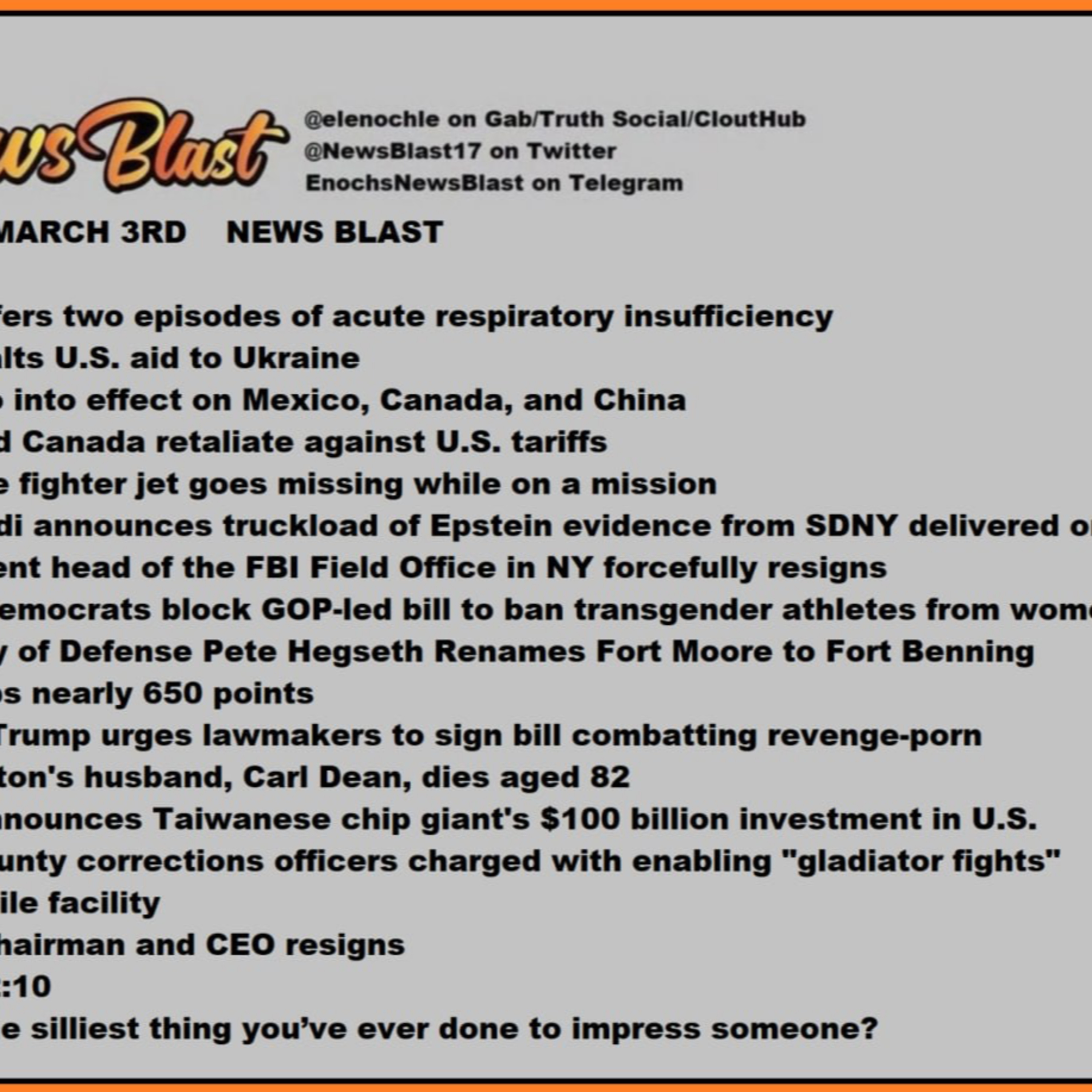 Monday, March 3, 2025 News Blast episode artwork